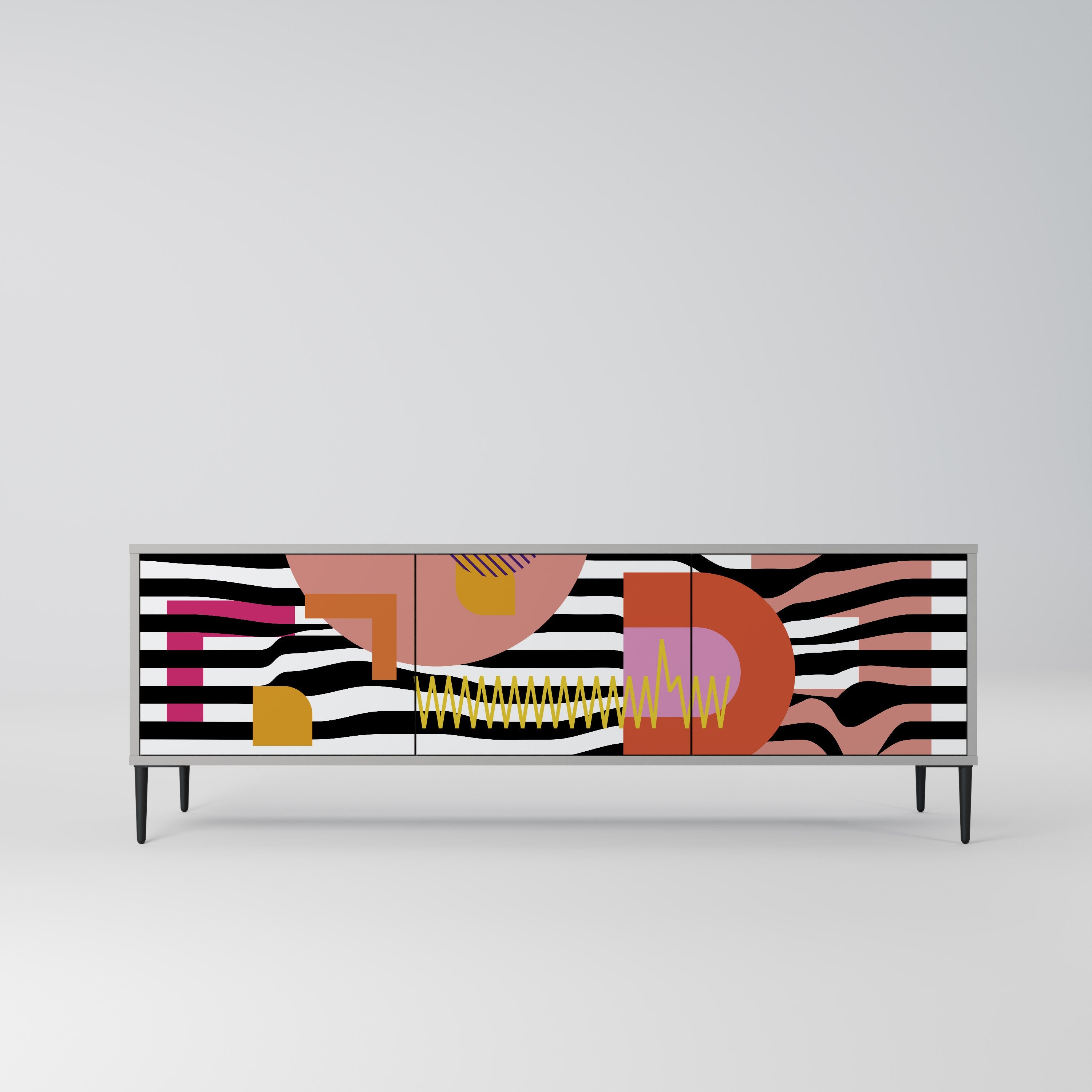 CHROMATIC ABSTRACT Móvel de TV com 3 Portas em Acabamento Cinzento