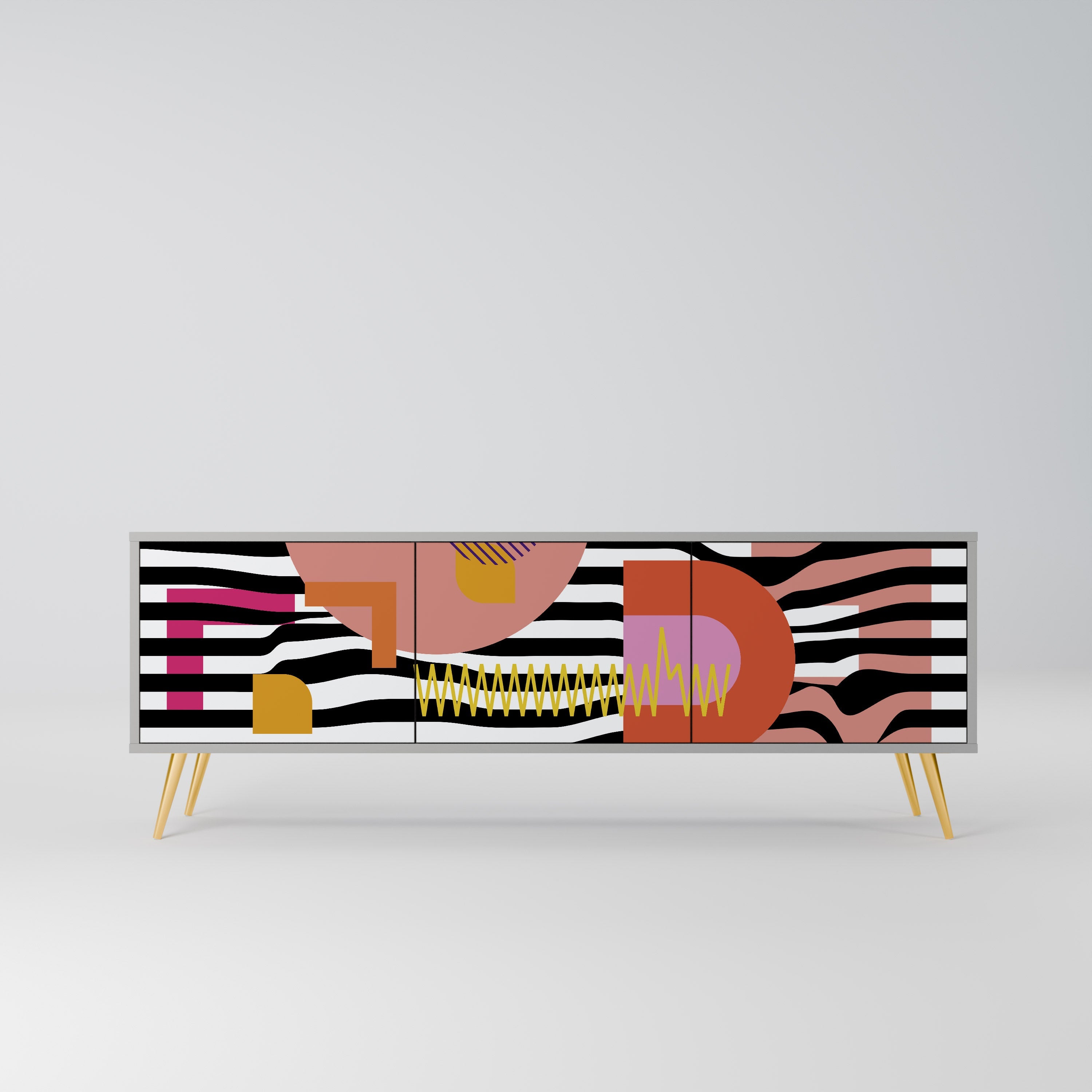 CHROMATIC ABSTRACT Móvel de TV com 3 Portas em Acabamento Cinzento