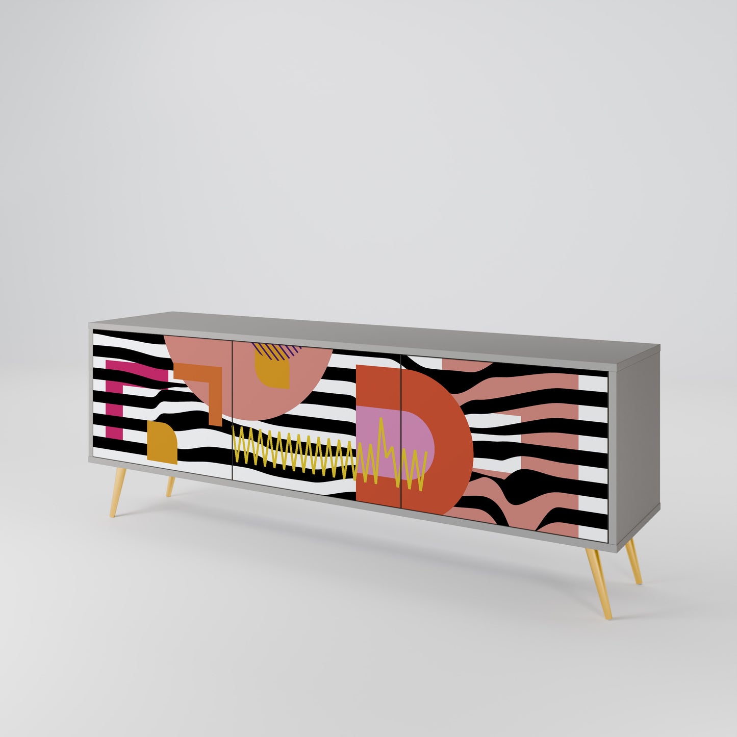CHROMATIC ABSTRACT 3-Door TV Cabinet