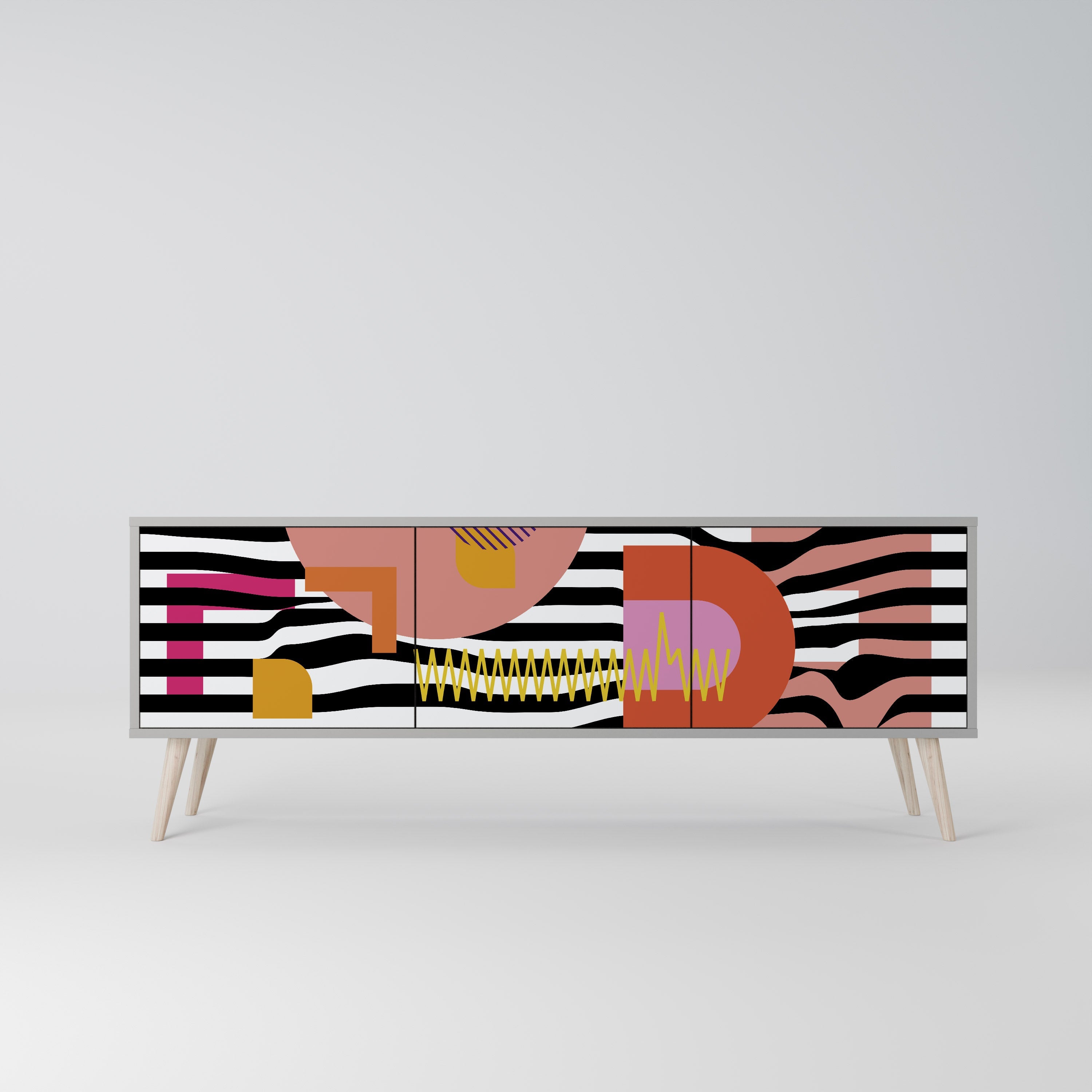 CHROMATIC ABSTRACT Móvel de TV com 3 Portas em Acabamento Cinzento