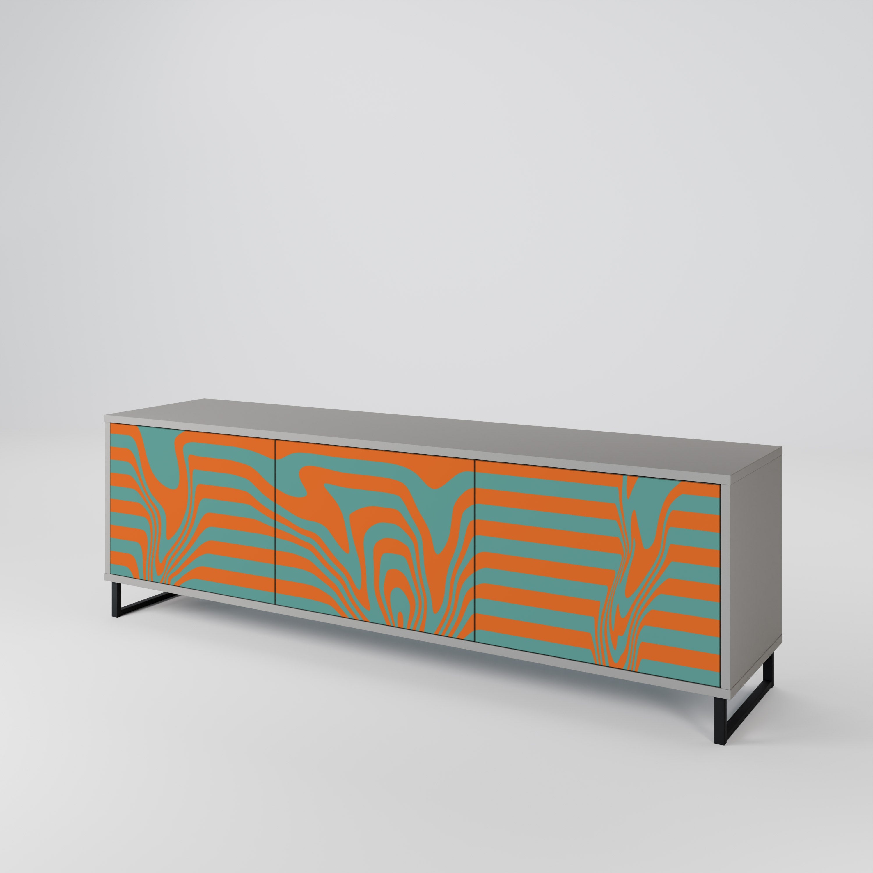 LINE COLLAPSE Móvel de TV com 3 Portas em Acabamento Cinzento