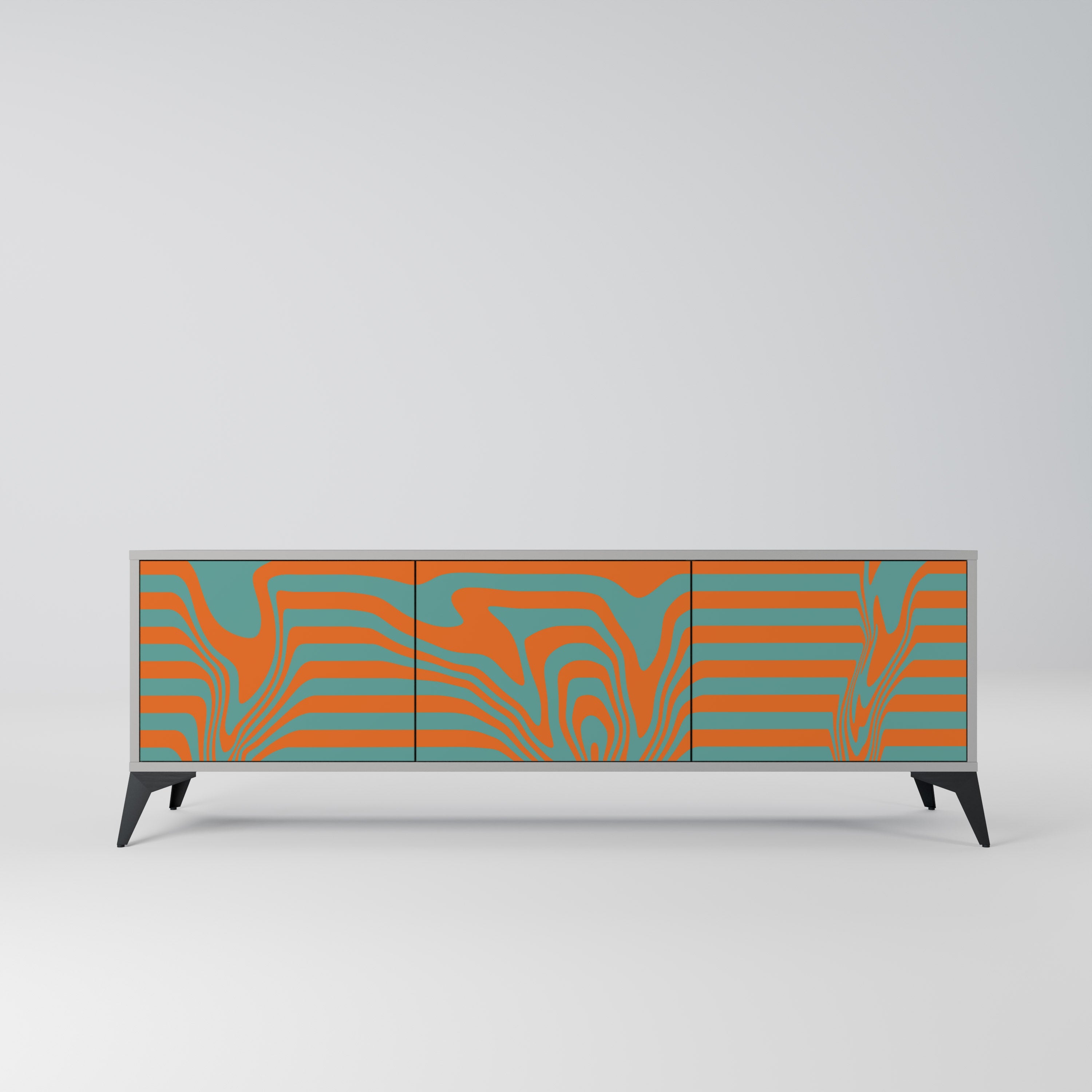 LINE COLLAPSE Móvel de TV com 3 Portas em Acabamento Cinzento