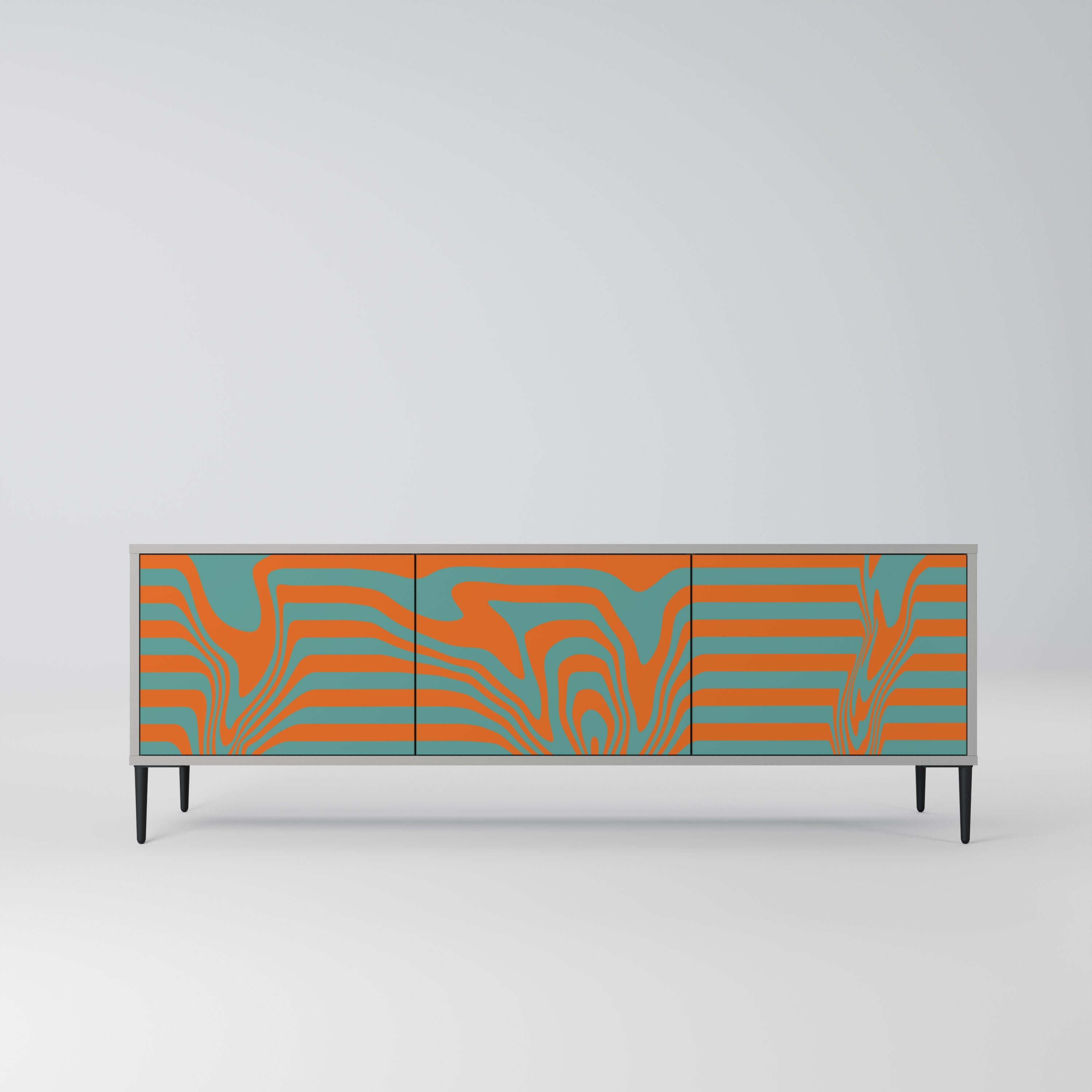 LINE COLLAPSE Móvel de TV com 3 Portas em Acabamento Cinzento