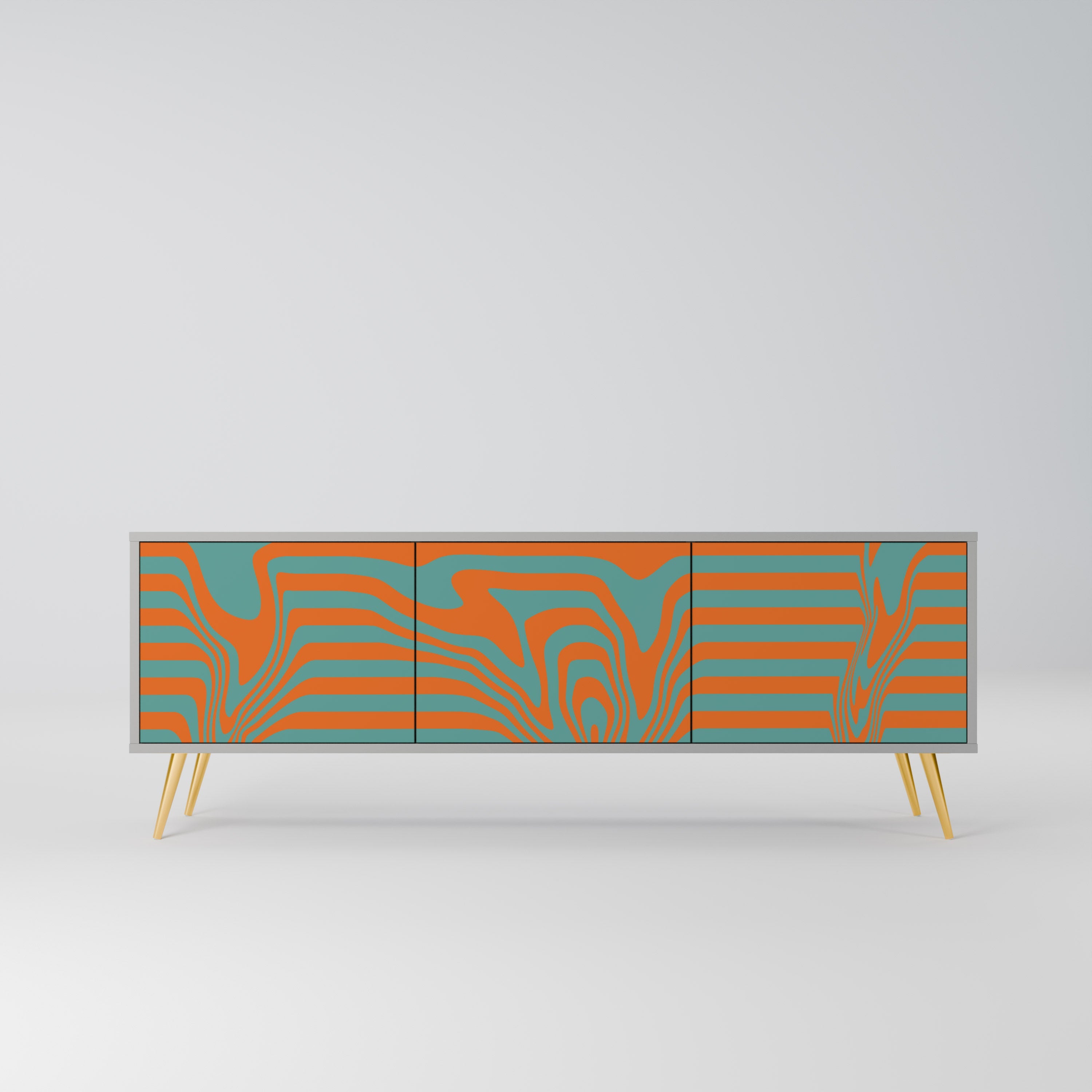 LINE COLLAPSE Móvel de TV com 3 Portas em Acabamento Cinzento