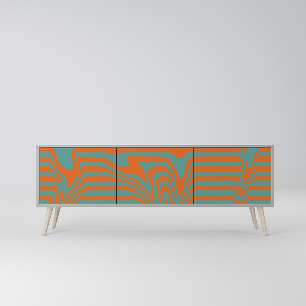 LINE COLLAPSE Móvel de TV com 3 Portas em Acabamento Cinzento