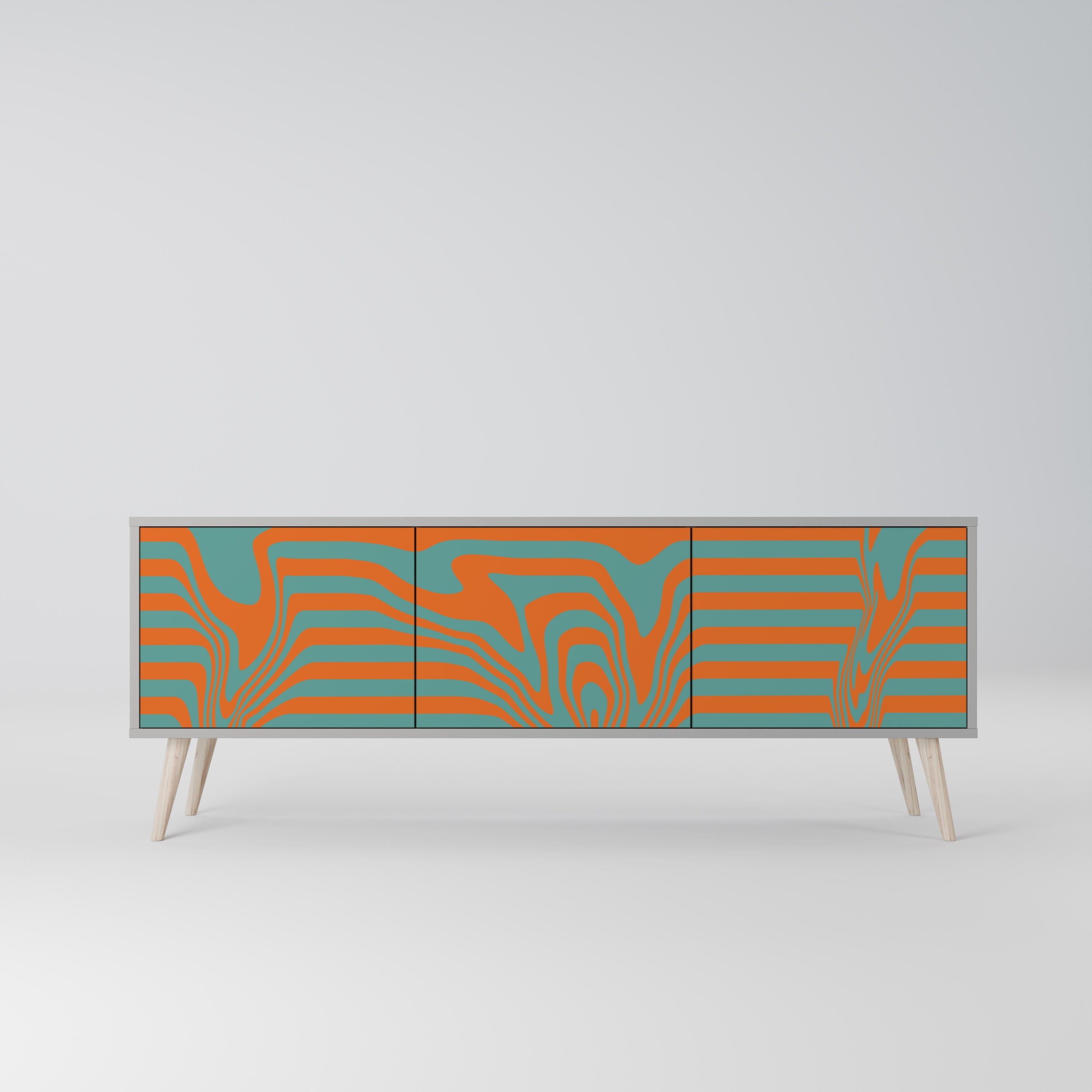 LINE COLLAPSE Móvel de TV com 3 Portas em Acabamento Cinzento