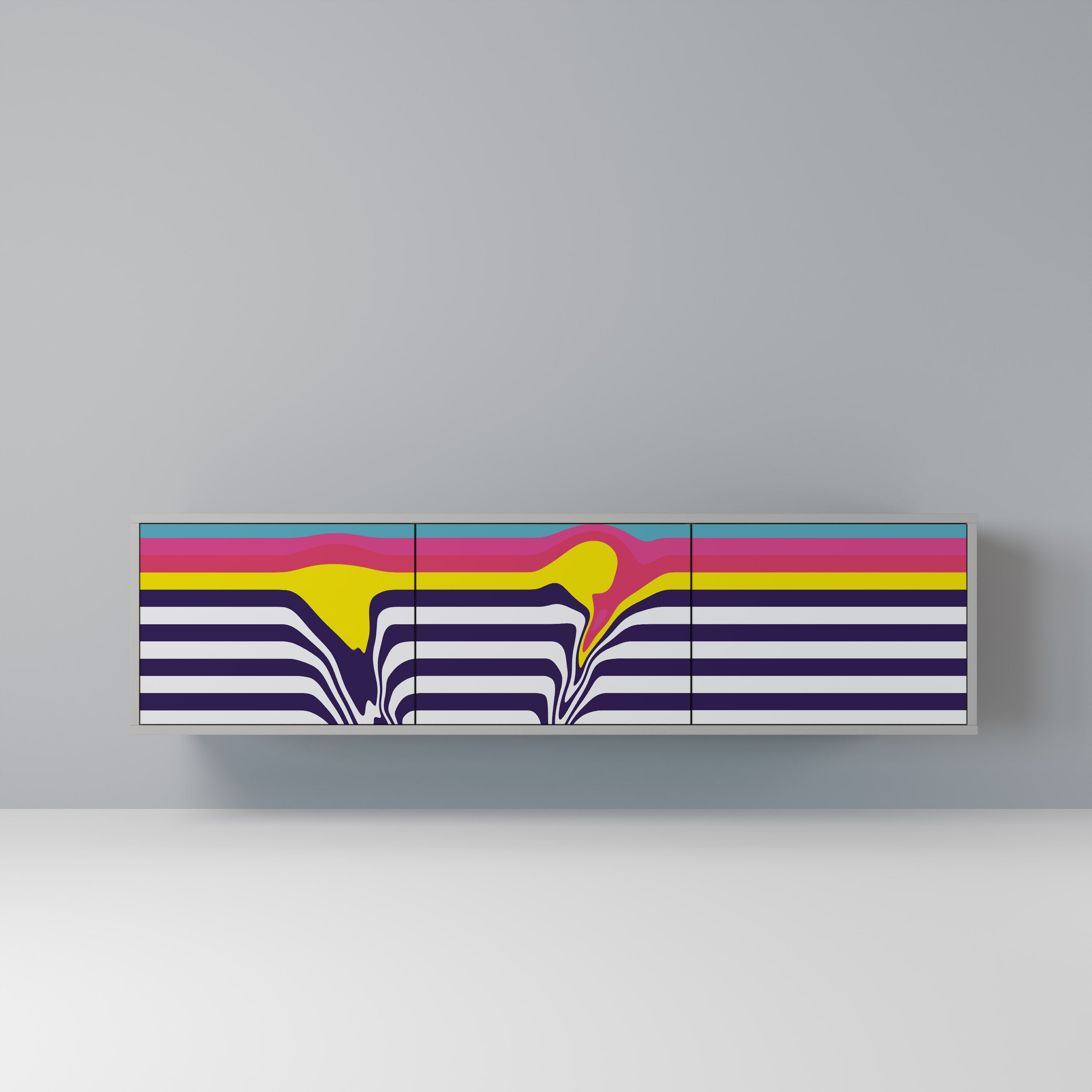 COLORFUL DIVERSION Móvel de TV com 3 Portas em Acabamento Cinzento