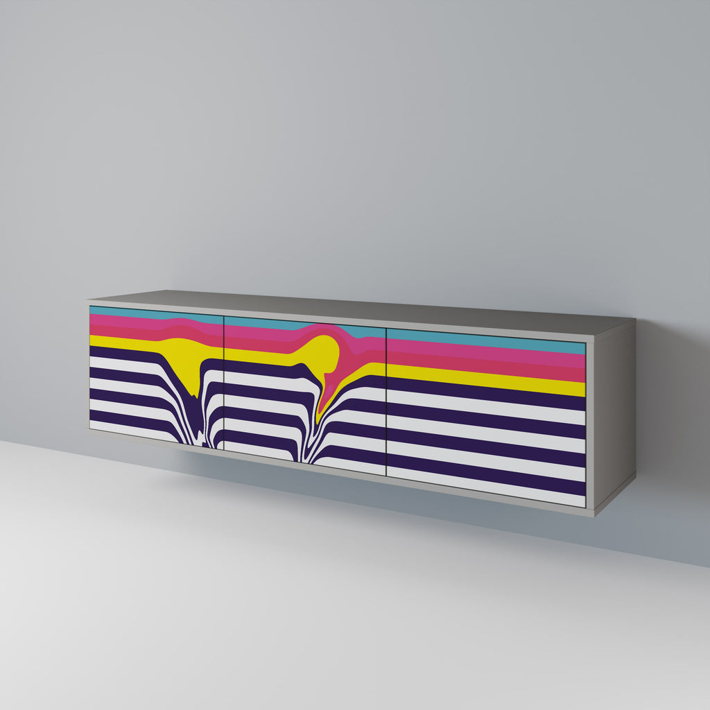 COLORFUL DIVERSION Móvel de TV com 3 Portas em Acabamento Cinzento