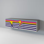 COLORFUL DIVERSION Móvel de TV com 3 Portas em Acabamento Cinzento