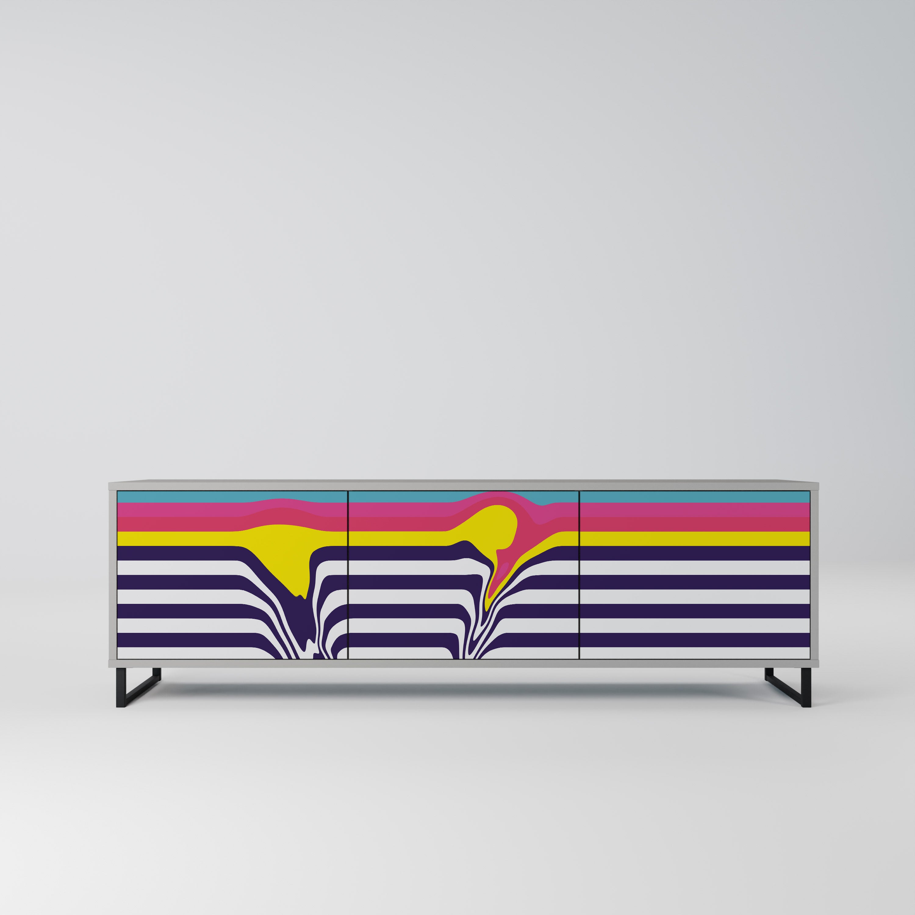 COLORFUL DIVERSION Móvel de TV com 3 Portas em Acabamento Cinzento