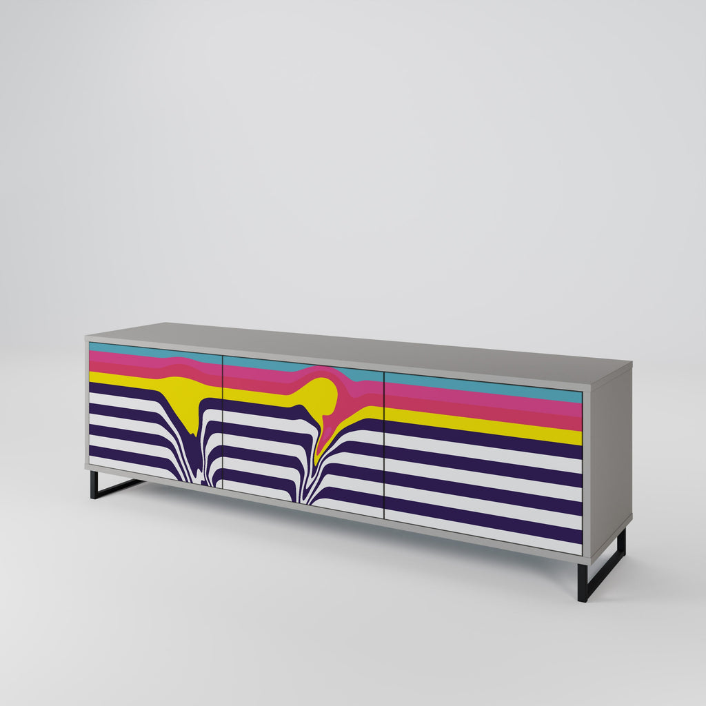 COLORFUL DIVERSION Móvel de TV com 3 Portas em Acabamento Cinzento