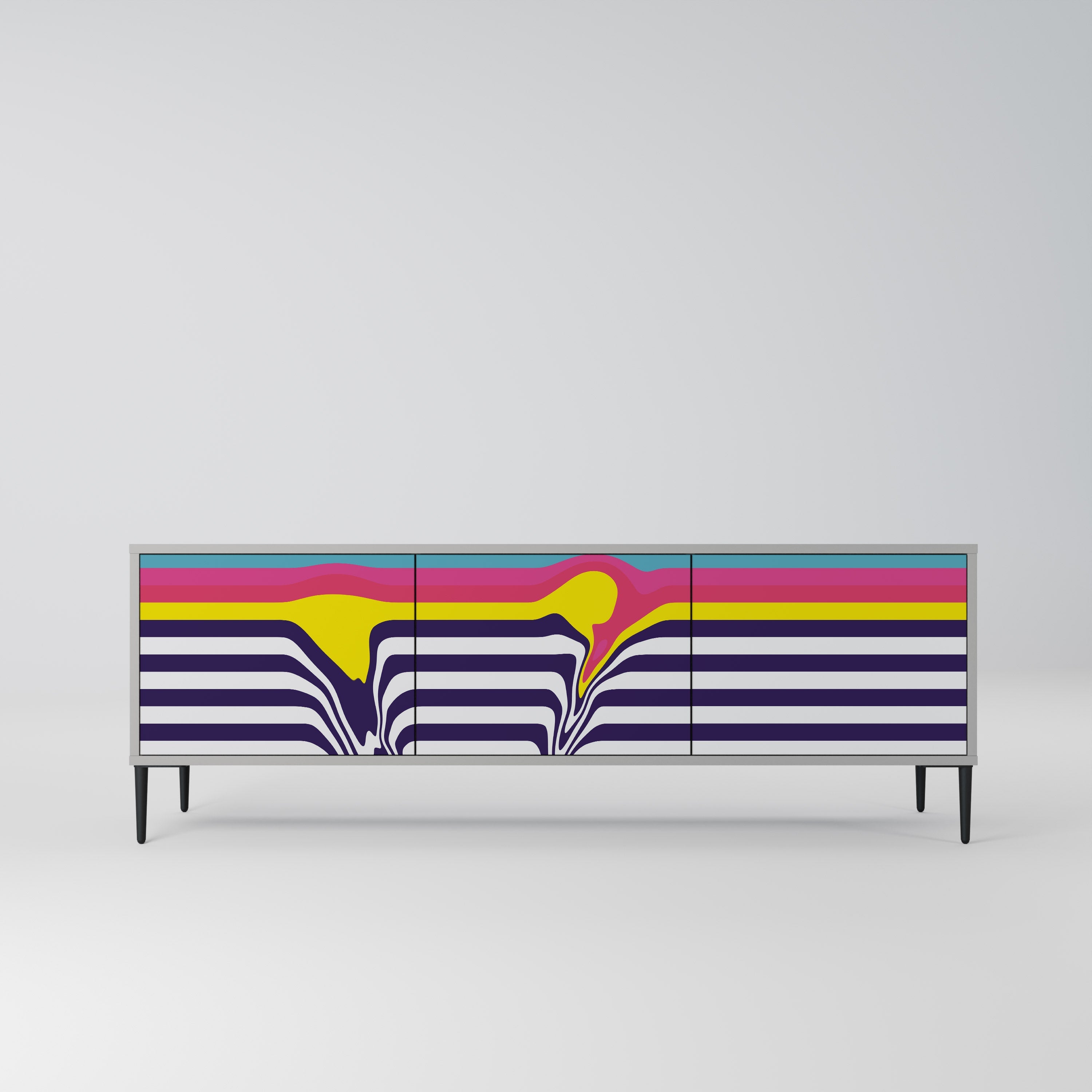 COLORFUL DIVERSION Móvel de TV com 3 Portas em Acabamento Cinzento