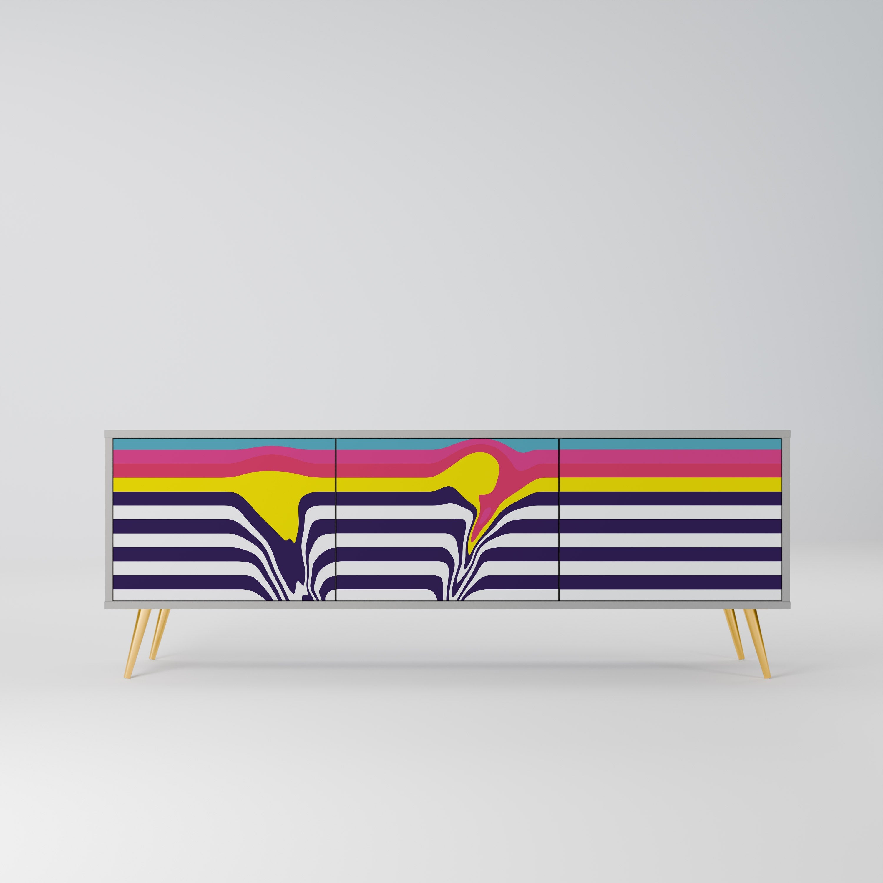 COLORFUL DIVERSION Móvel de TV com 3 Portas em Acabamento Cinzento