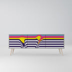 COLORFUL DIVERSION Móvel de TV com 3 Portas em Acabamento Cinzento