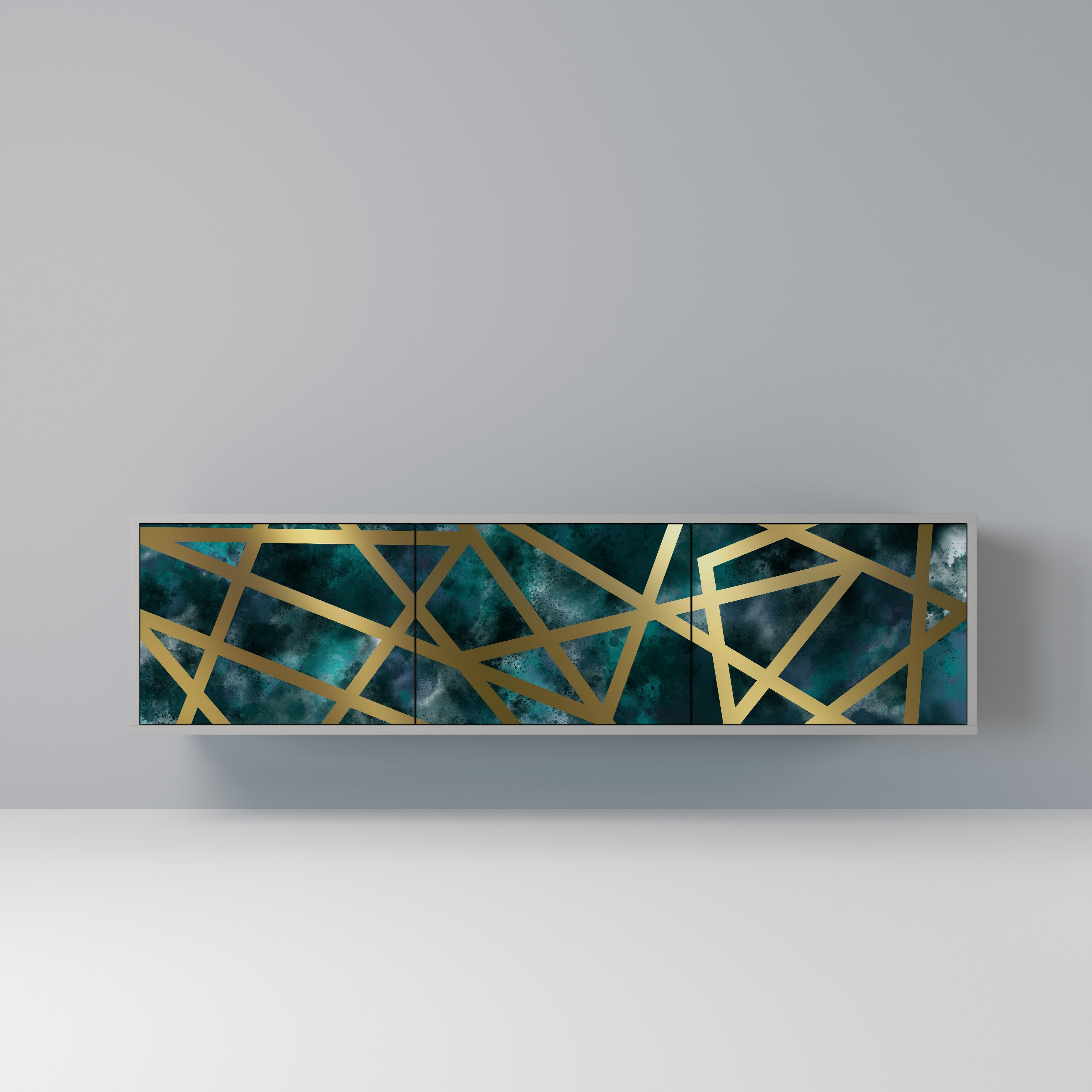 THE LABYRINTH OF GOLD Móvel de TV com 3 Portas em Acabamento Cinzento