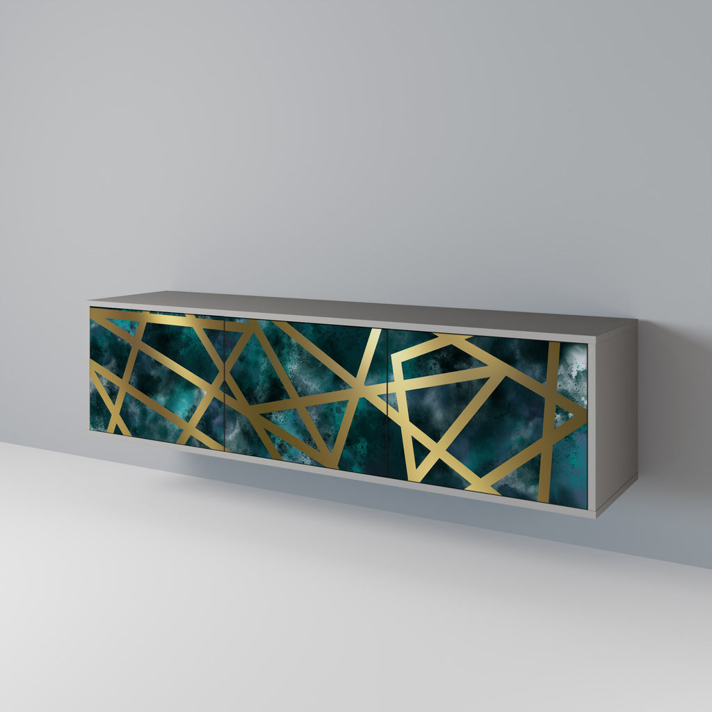 THE LABYRINTH OF GOLD Móvel de TV com 3 Portas em Acabamento Cinzento