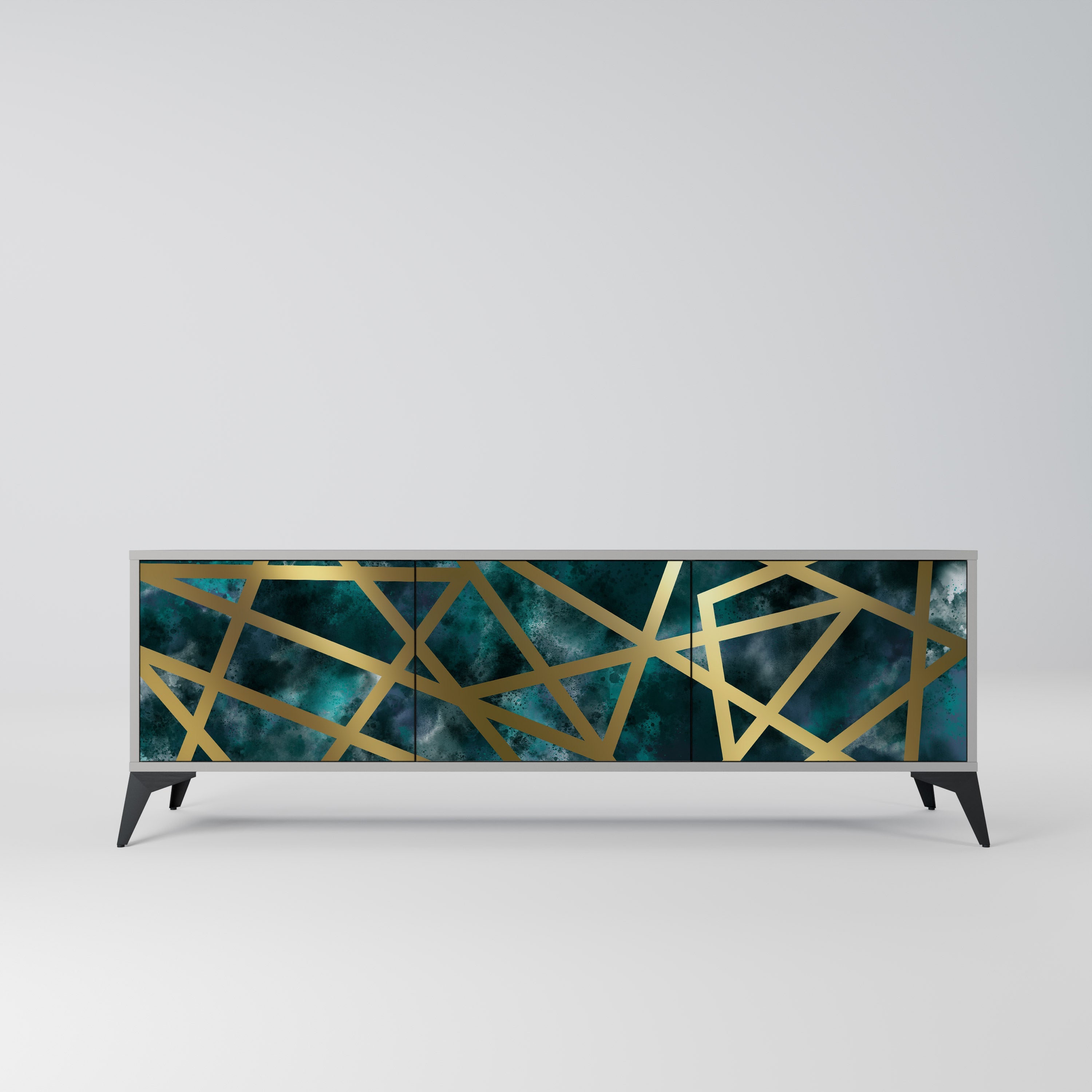 THE LABYRINTH OF GOLD Móvel de TV com 3 Portas em Acabamento Cinzento