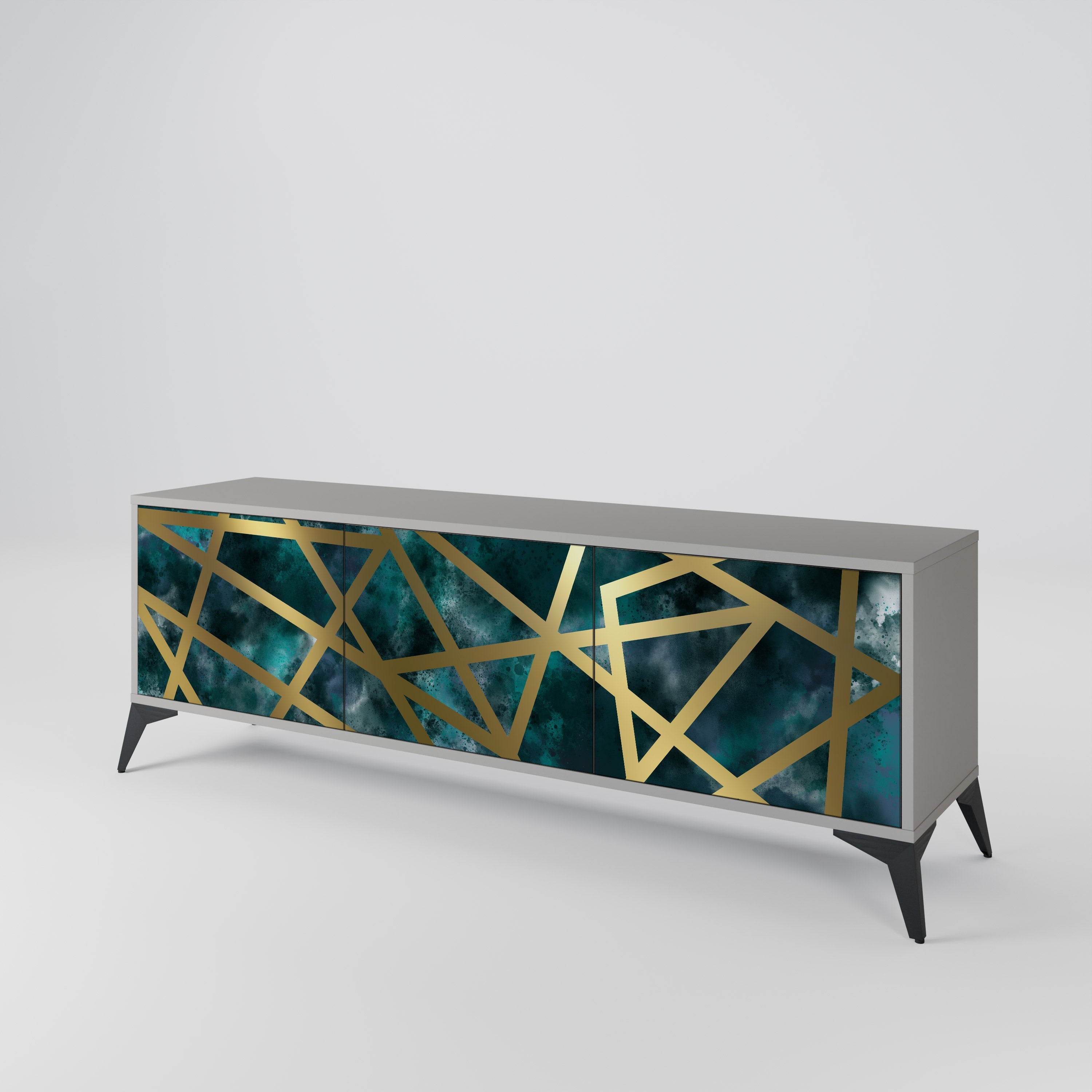 THE LABYRINTH OF GOLD Móvel de TV com 3 Portas em Acabamento Cinzento