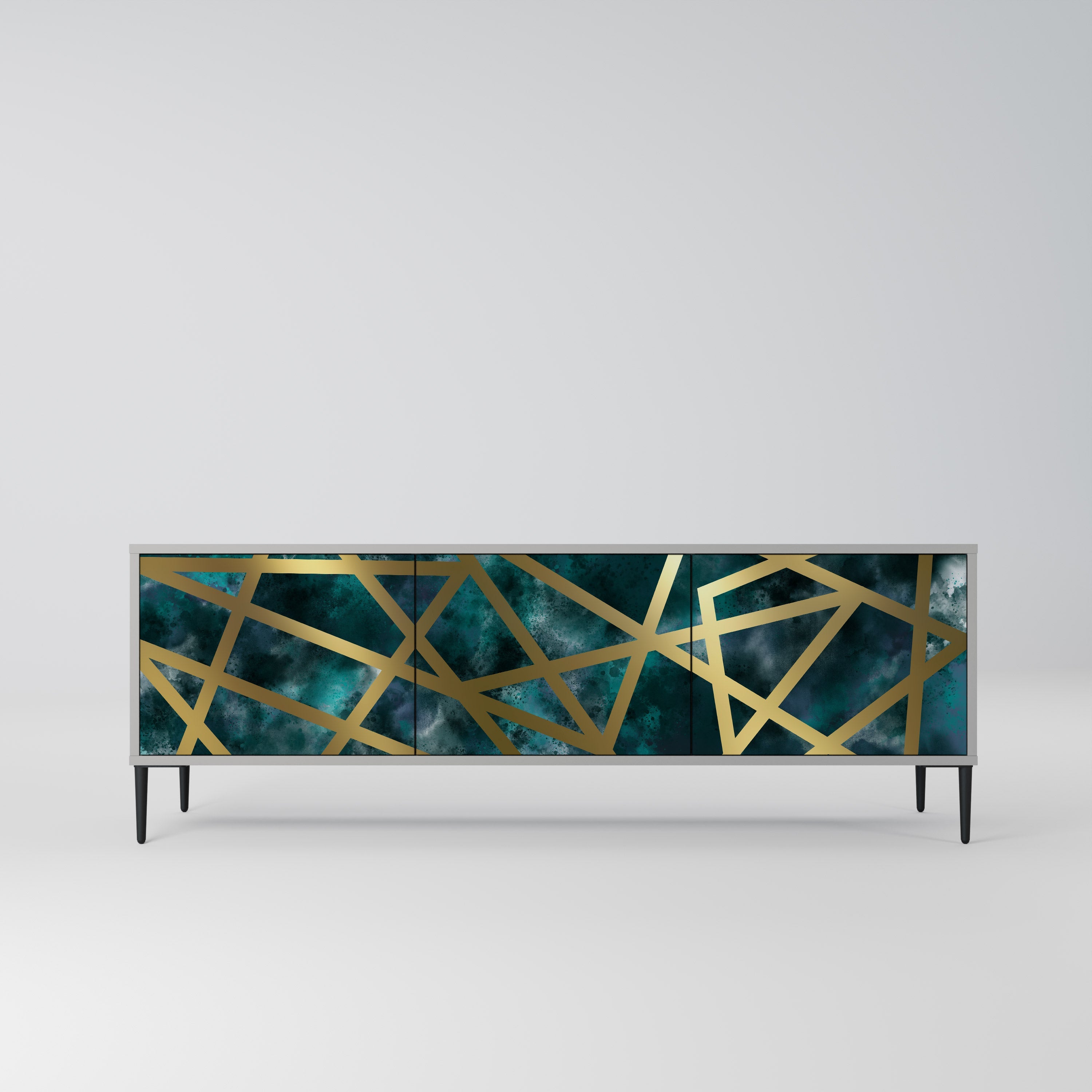 THE LABYRINTH OF GOLD Móvel de TV com 3 Portas em Acabamento Cinzento