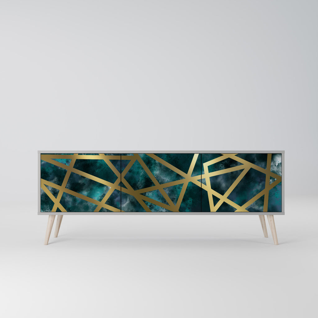 THE LABYRINTH OF GOLD Móvel de TV com 3 Portas em Acabamento Cinzento