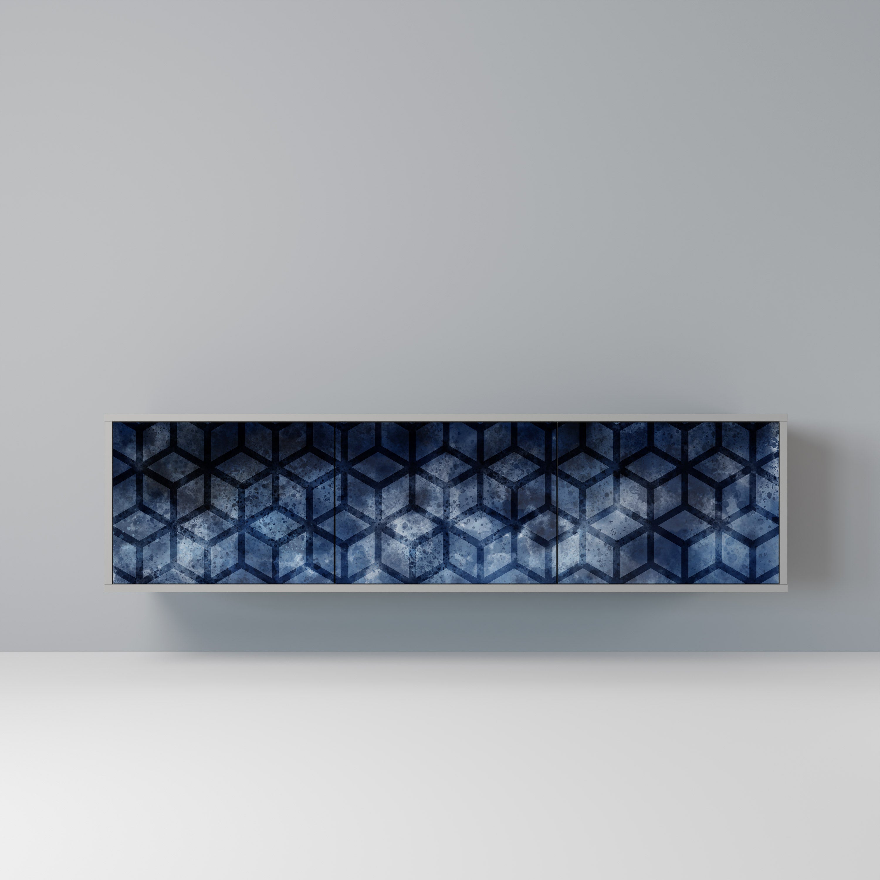 CUBIC MIST Móvel de TV com 3 Portas em Acabamento Cinzento