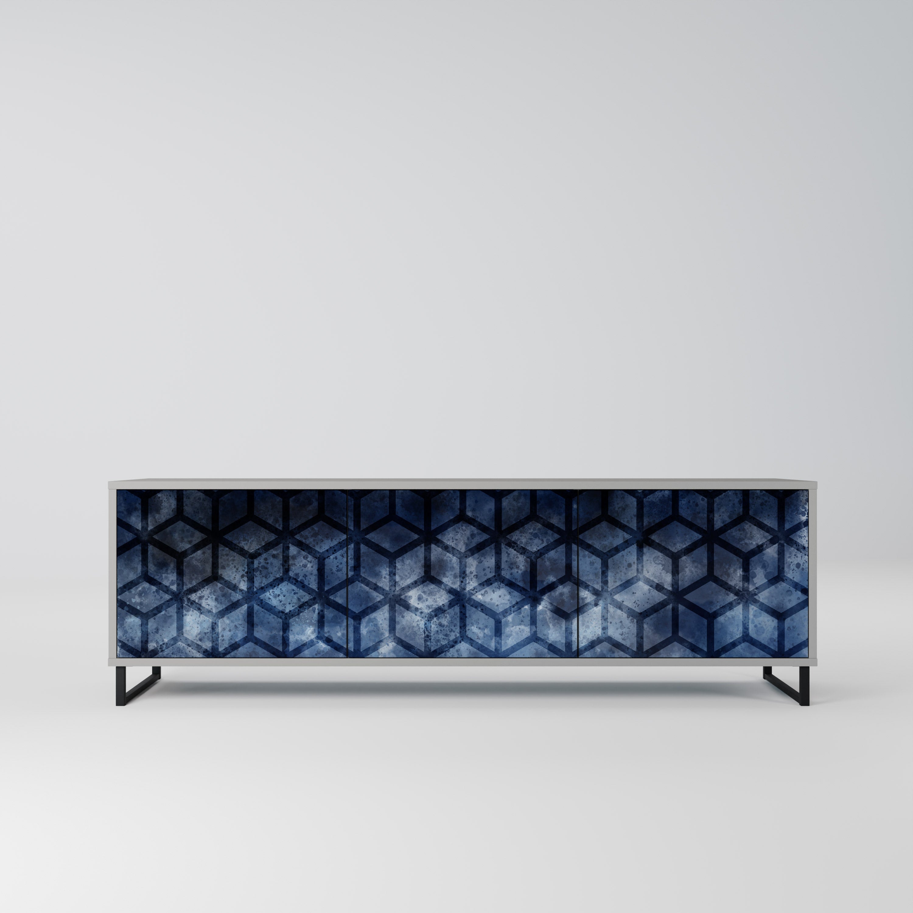 CUBIC MIST Móvel de TV com 3 Portas em Acabamento Cinzento