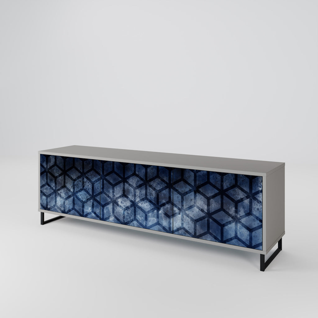 CUBIC MIST Móvel de TV com 3 Portas em Acabamento Cinzento