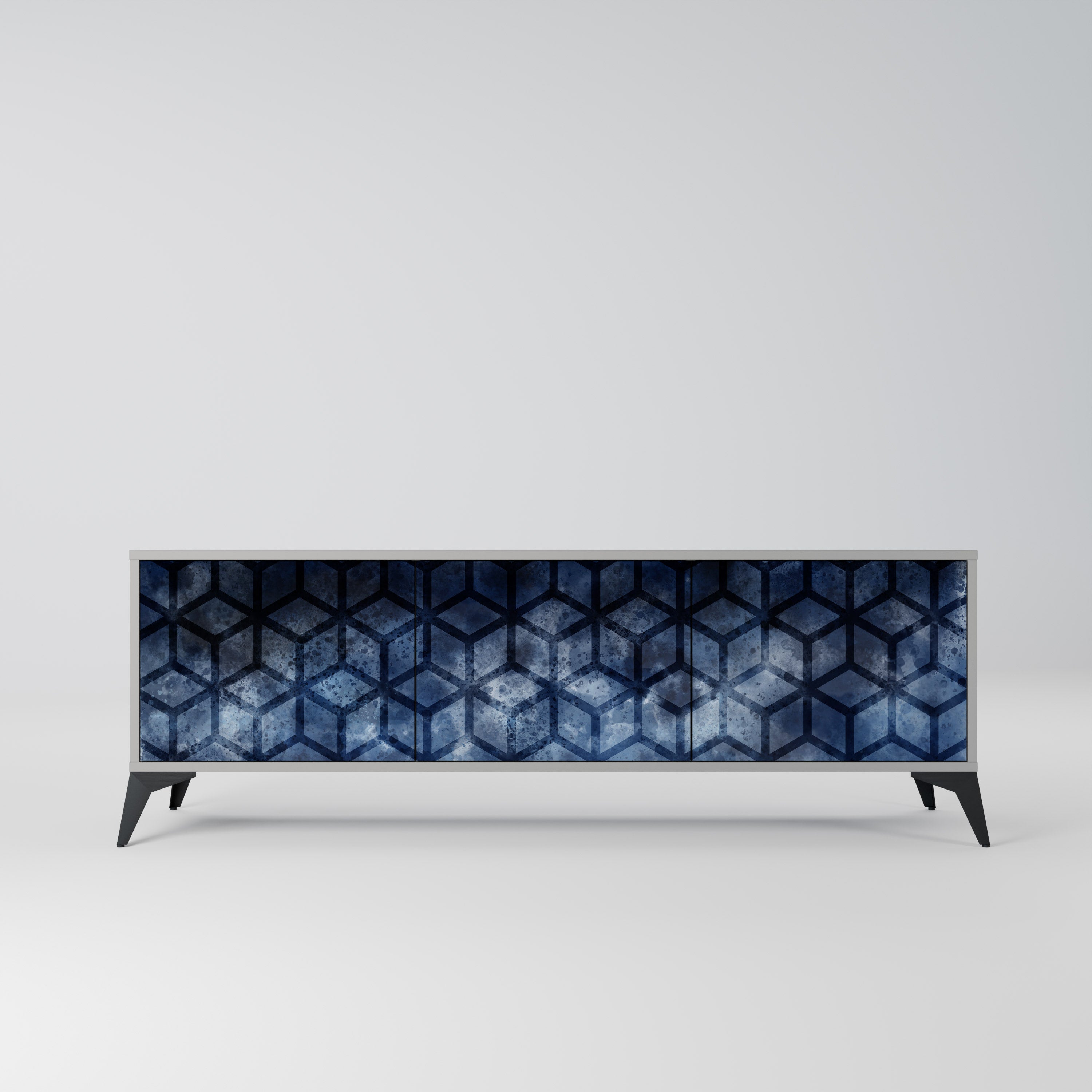 CUBIC MIST Móvel de TV com 3 Portas em Acabamento Cinzento