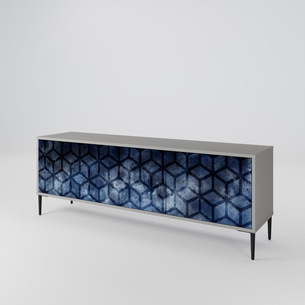 CUBIC MIST Móvel de TV com 3 Portas em Acabamento Cinzento