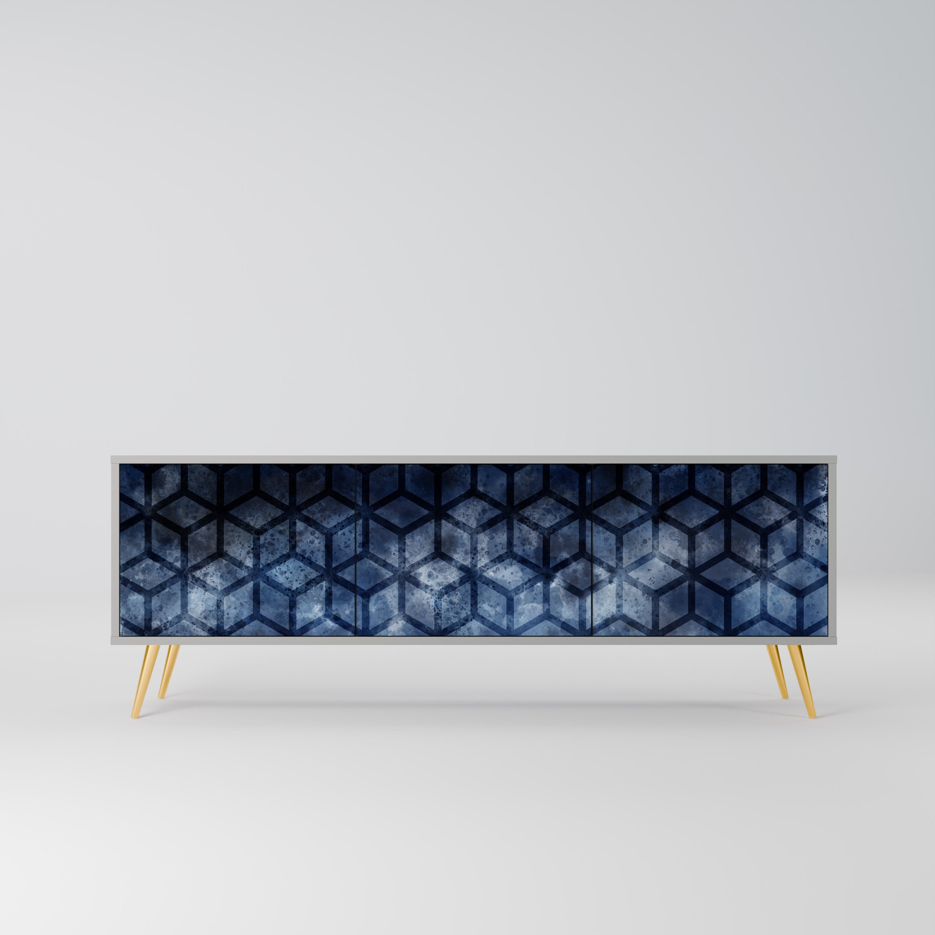 CUBIC MIST Móvel de TV com 3 Portas em Acabamento Cinzento