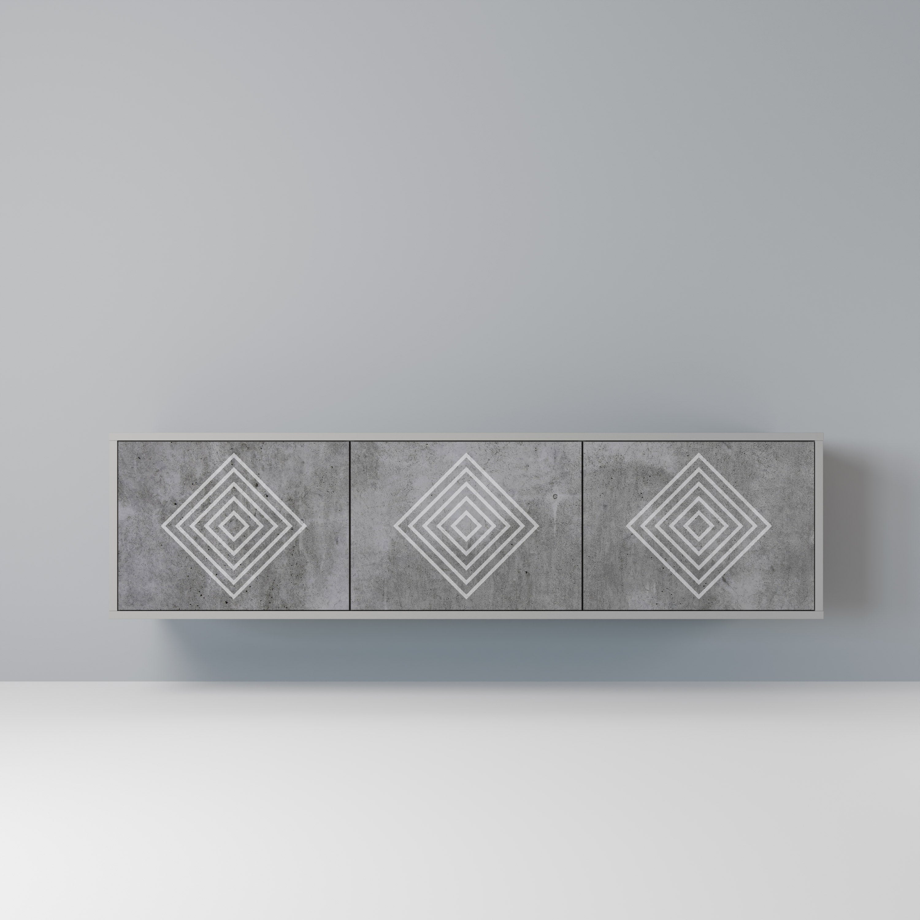 POLYGONAL ARTISTRY Móvel de TV com 3 Portas em Acabamento Cinzento