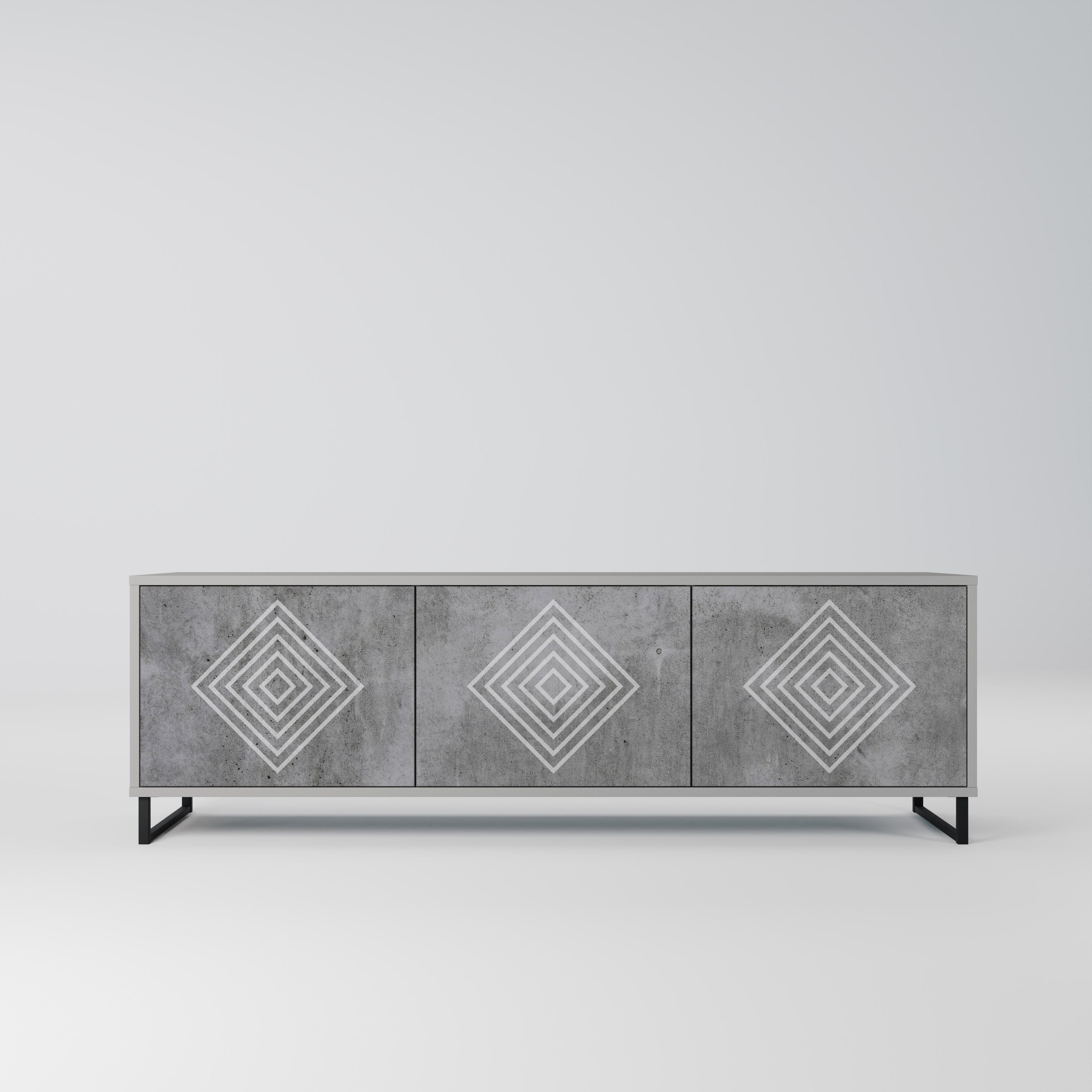 POLYGONAL ARTISTRY Móvel de TV com 3 Portas em Acabamento Cinzento