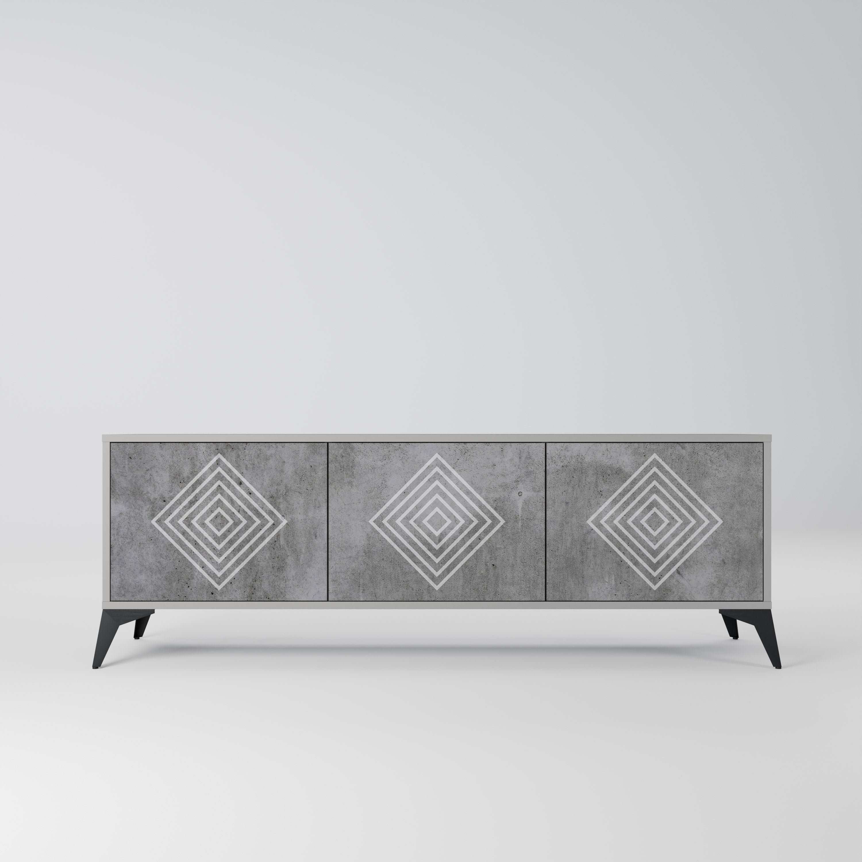 POLYGONAL ARTISTRY Móvel de TV com 3 Portas em Acabamento Cinzento