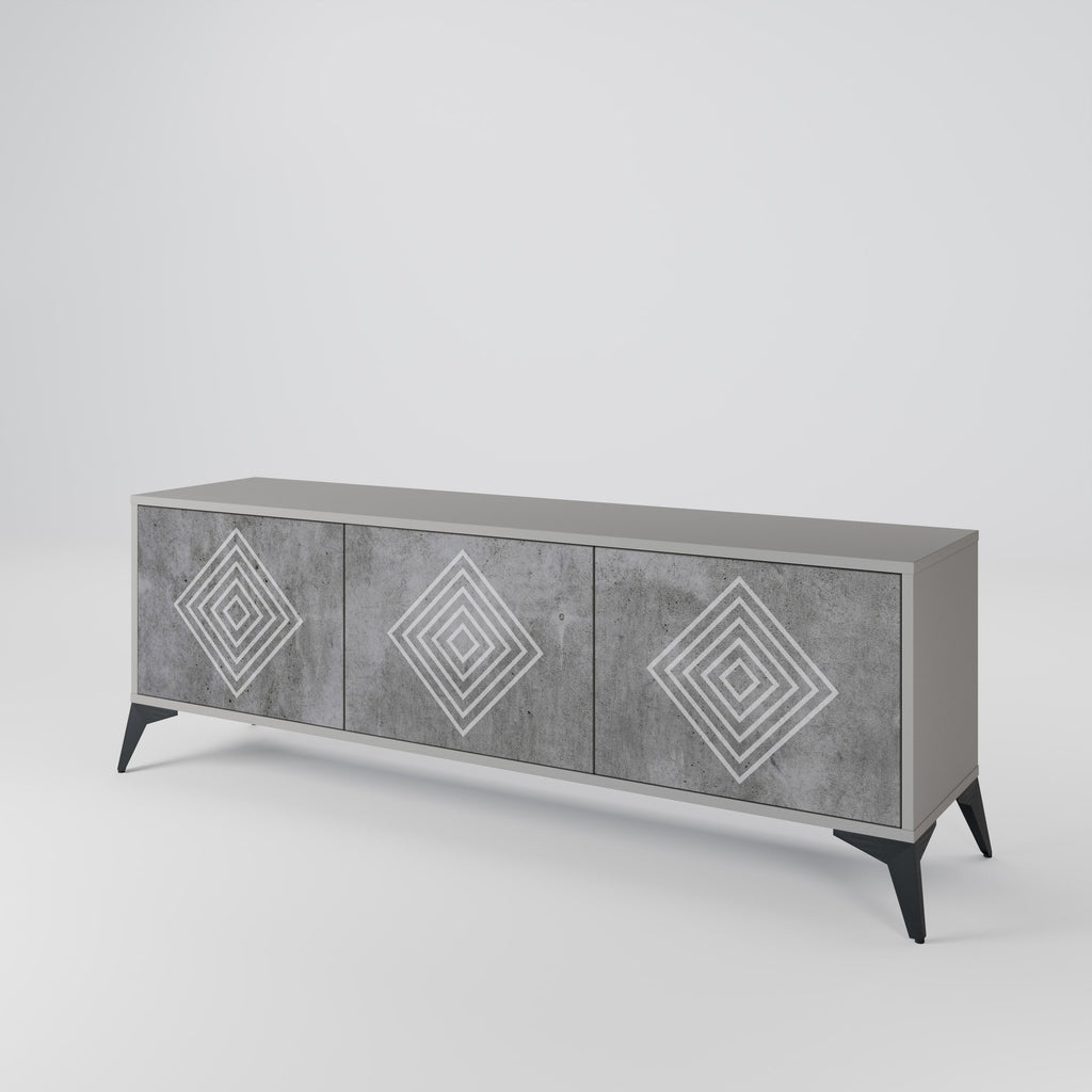 POLYGONAL ARTISTRY Móvel de TV com 3 Portas em Acabamento Cinzento