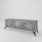 POLYGONAL ARTISTRY Móvel de TV com 3 Portas em Acabamento Cinzento