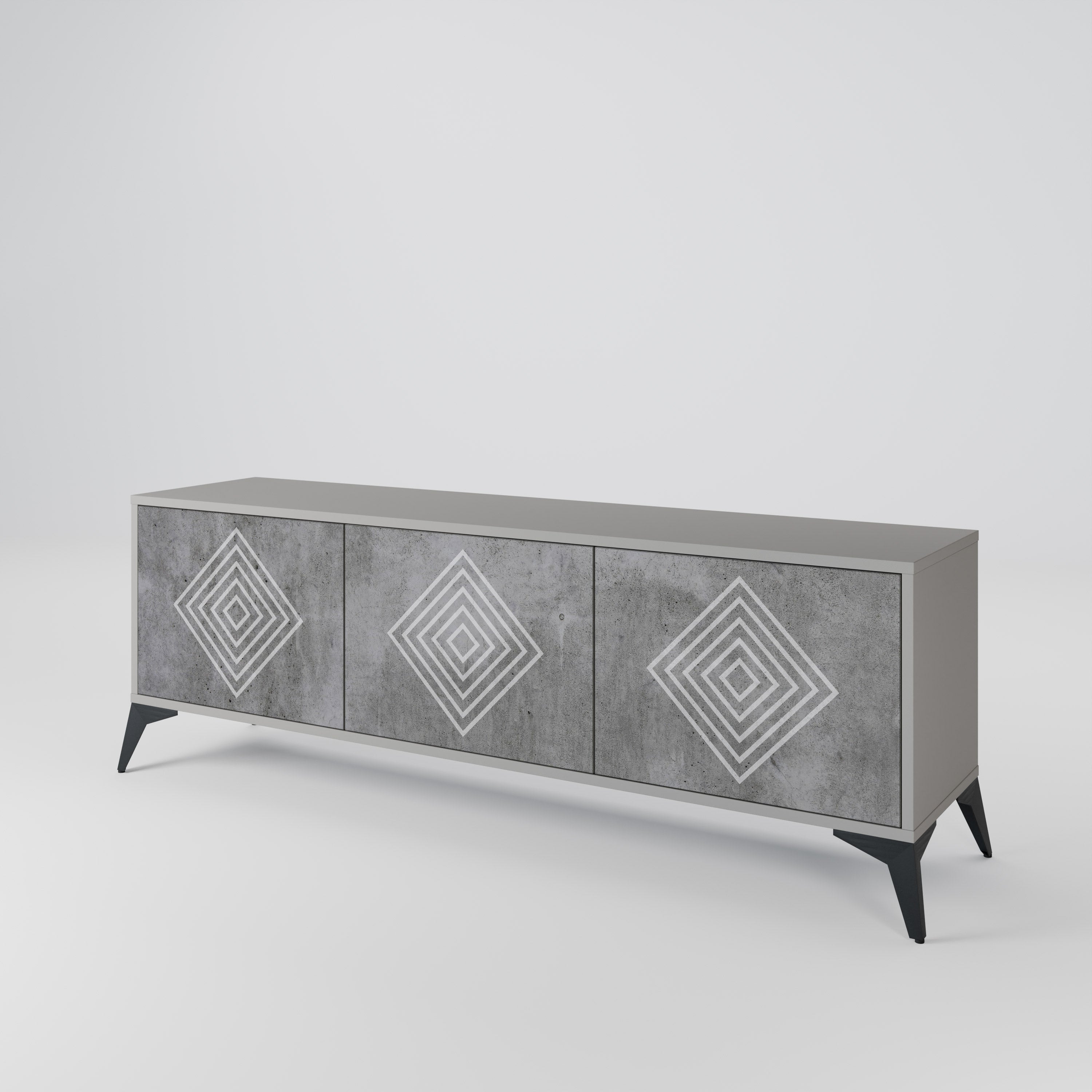 POLYGONAL ARTISTRY Móvel de TV com 3 Portas em Acabamento Cinzento