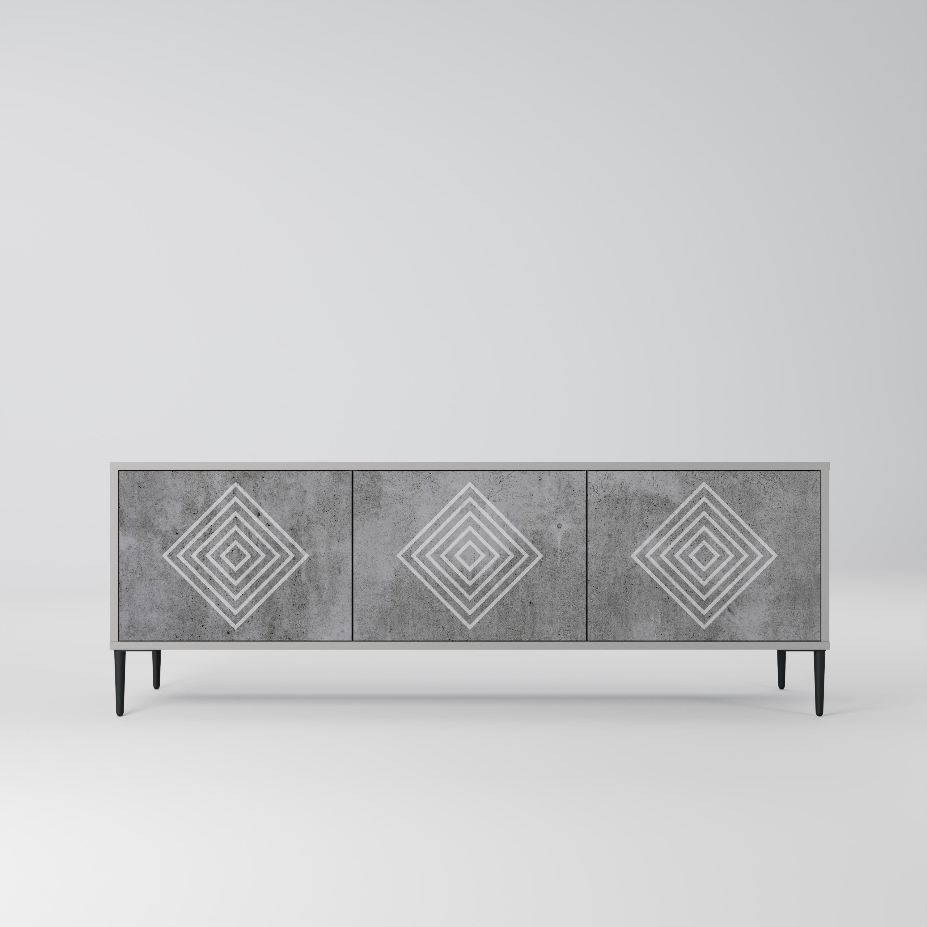 POLYGONAL ARTISTRY Móvel de TV com 3 Portas em Acabamento Cinzento