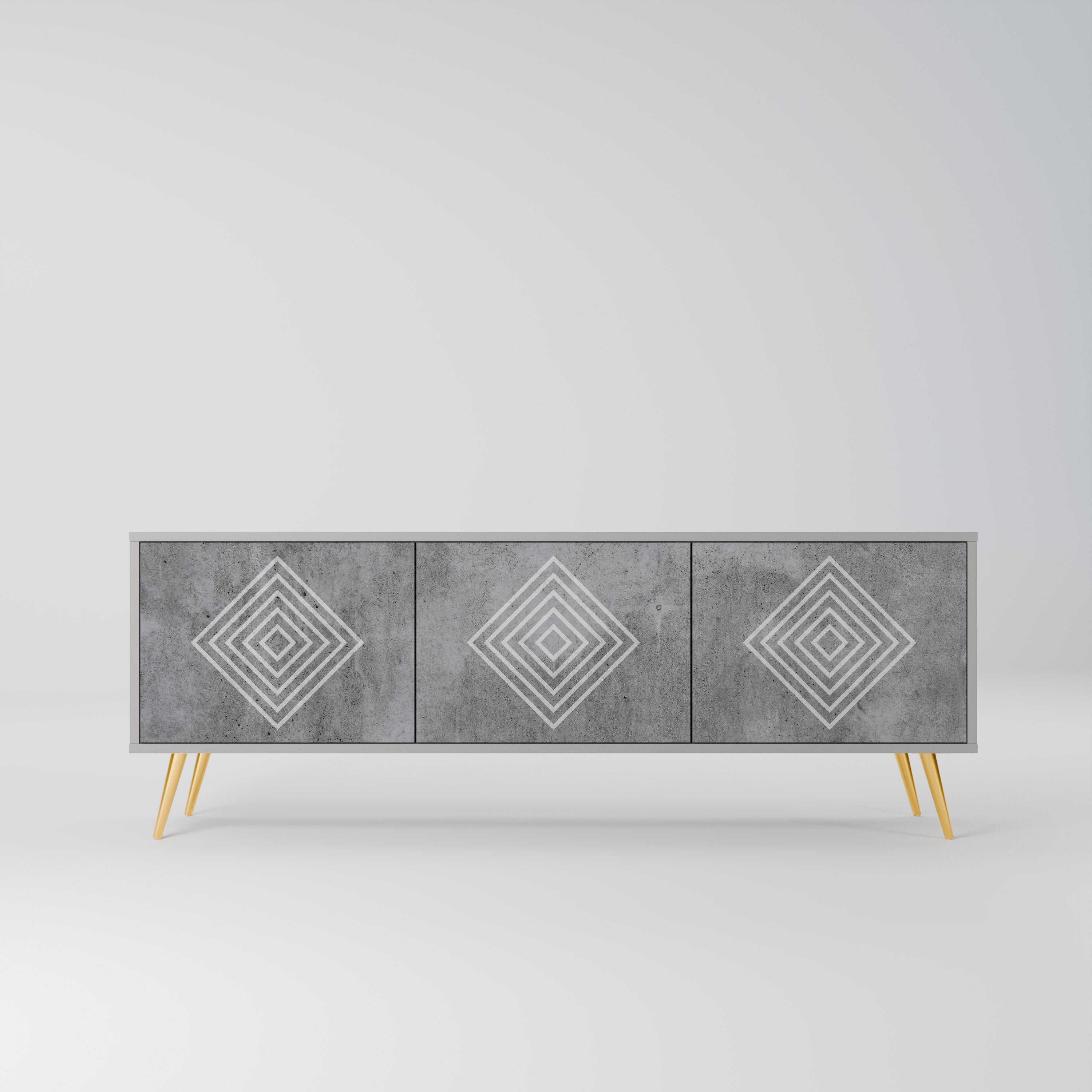 POLYGONAL ARTISTRY Móvel de TV com 3 Portas em Acabamento Cinzento