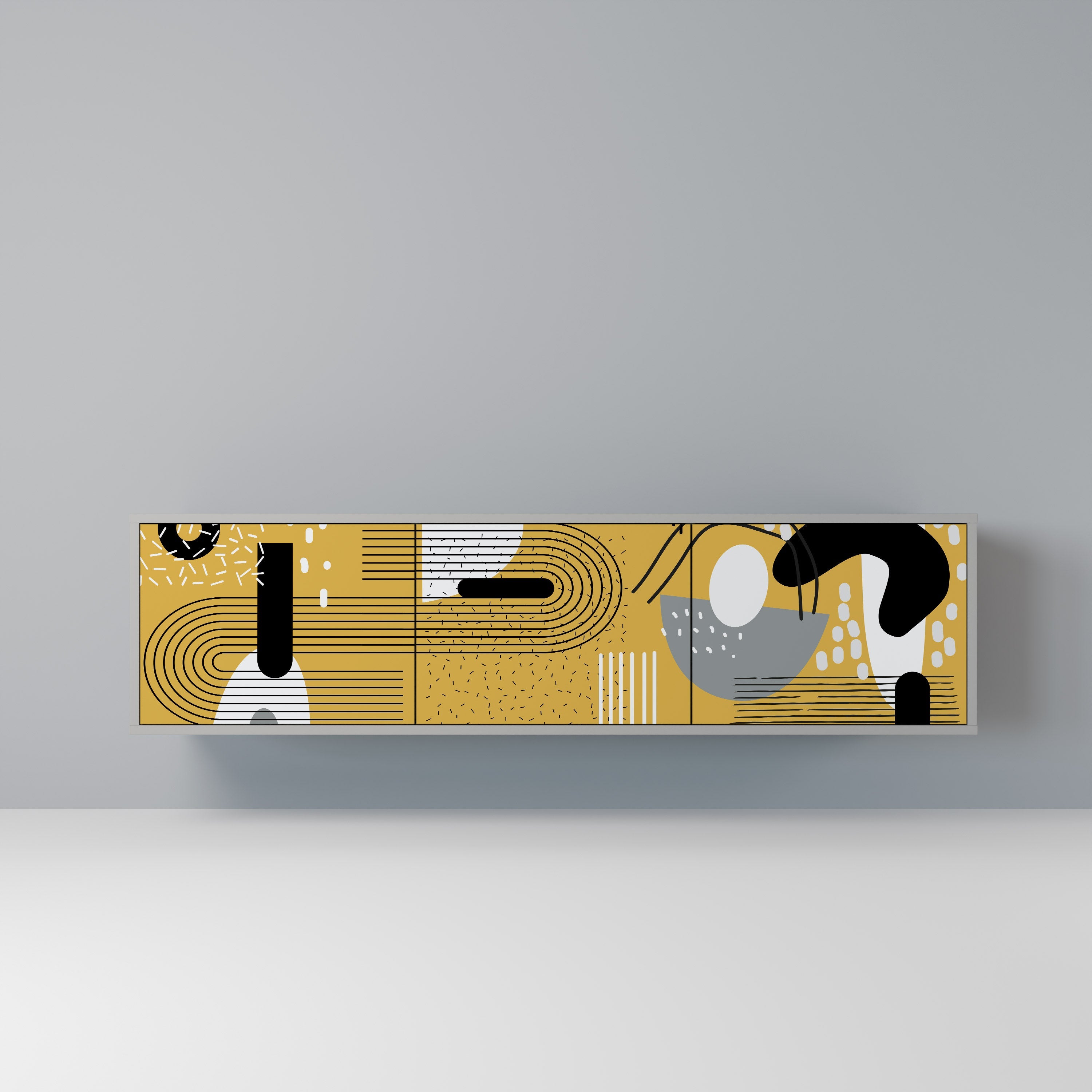 SHAPESHIFT SYMPHONY Móvel de TV com 3 Portas em Acabamento Cinzento