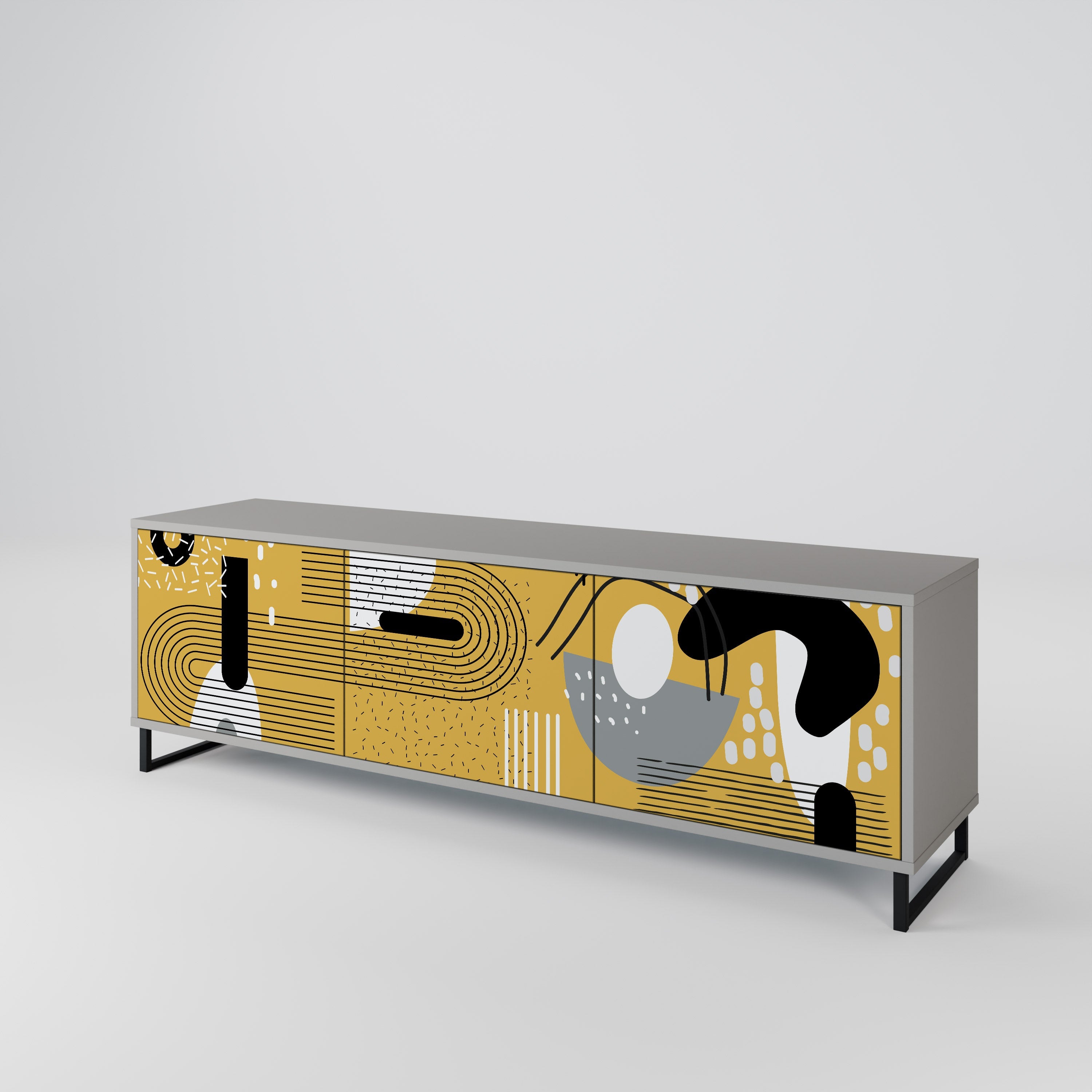 SHAPESHIFT SYMPHONY Móvel de TV com 3 Portas em Acabamento Cinzento
