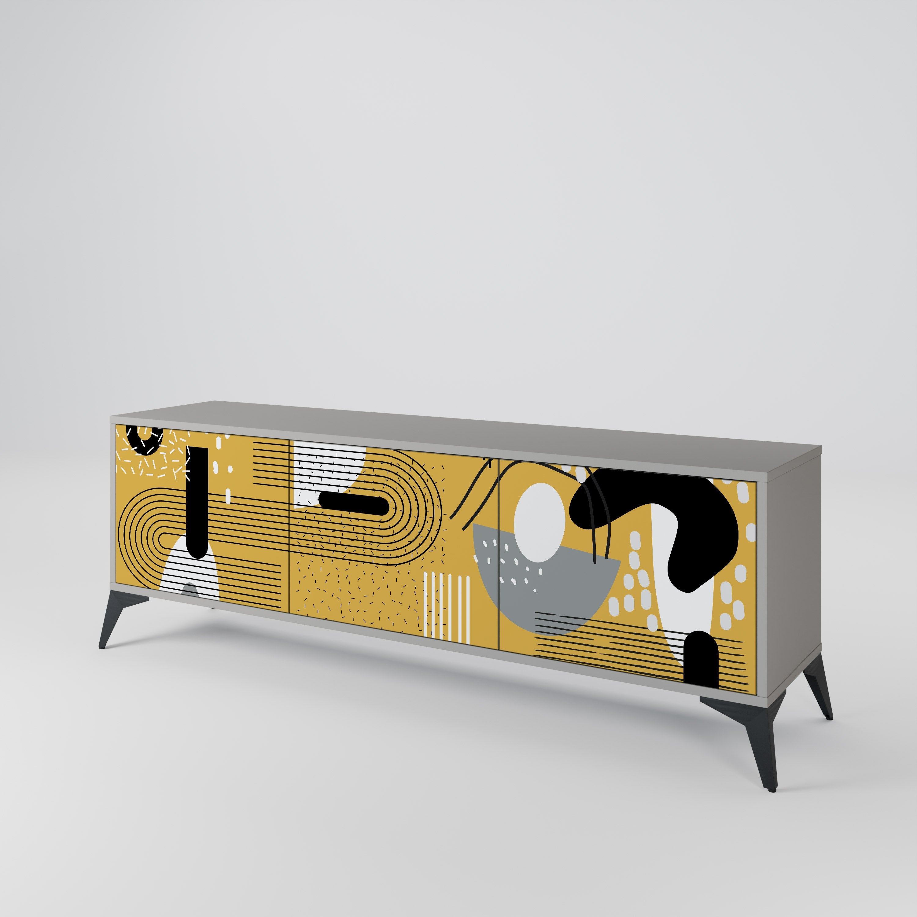 SHAPESHIFT SYMPHONY Móvel de TV com 3 Portas em Acabamento Cinzento