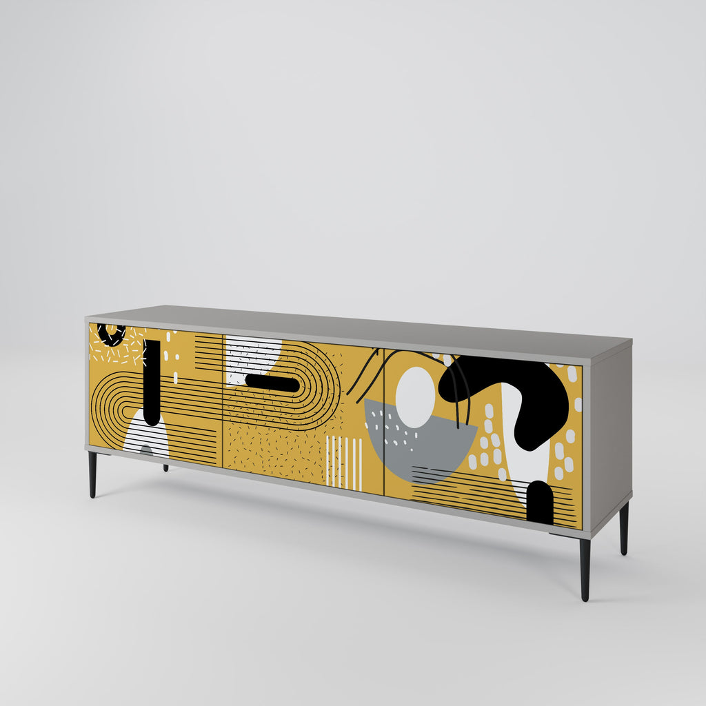 SHAPESHIFT SYMPHONY Móvel de TV com 3 Portas em Acabamento Cinzento