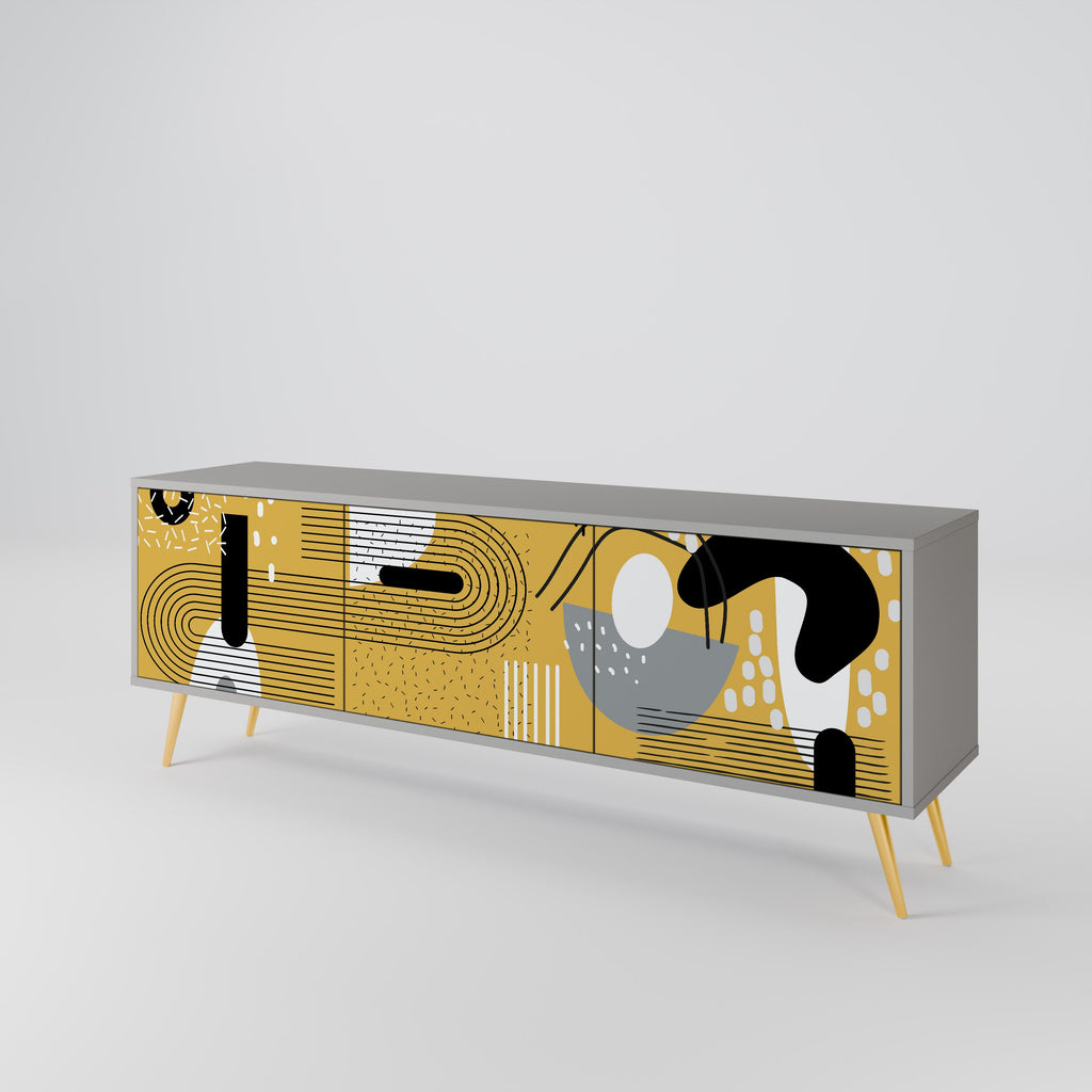 SHAPESHIFT SYMPHONY Móvel de TV com 3 Portas em Acabamento Cinzento