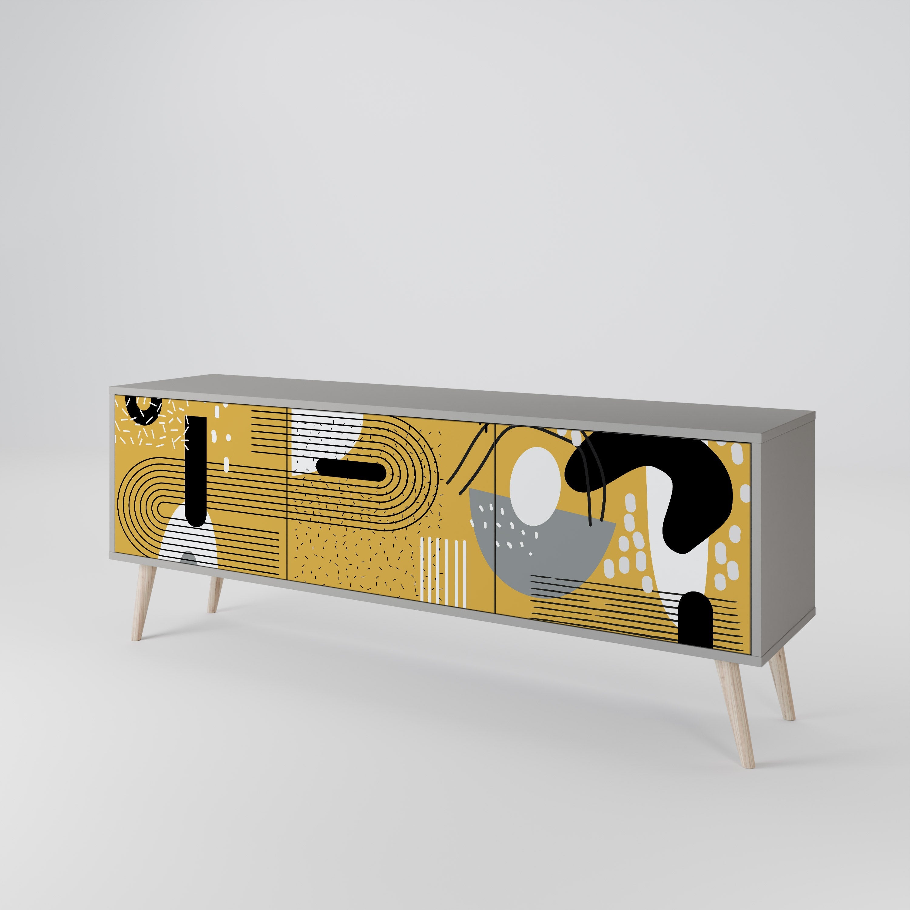 SHAPESHIFT SYMPHONY Móvel de TV com 3 Portas em Acabamento Cinzento