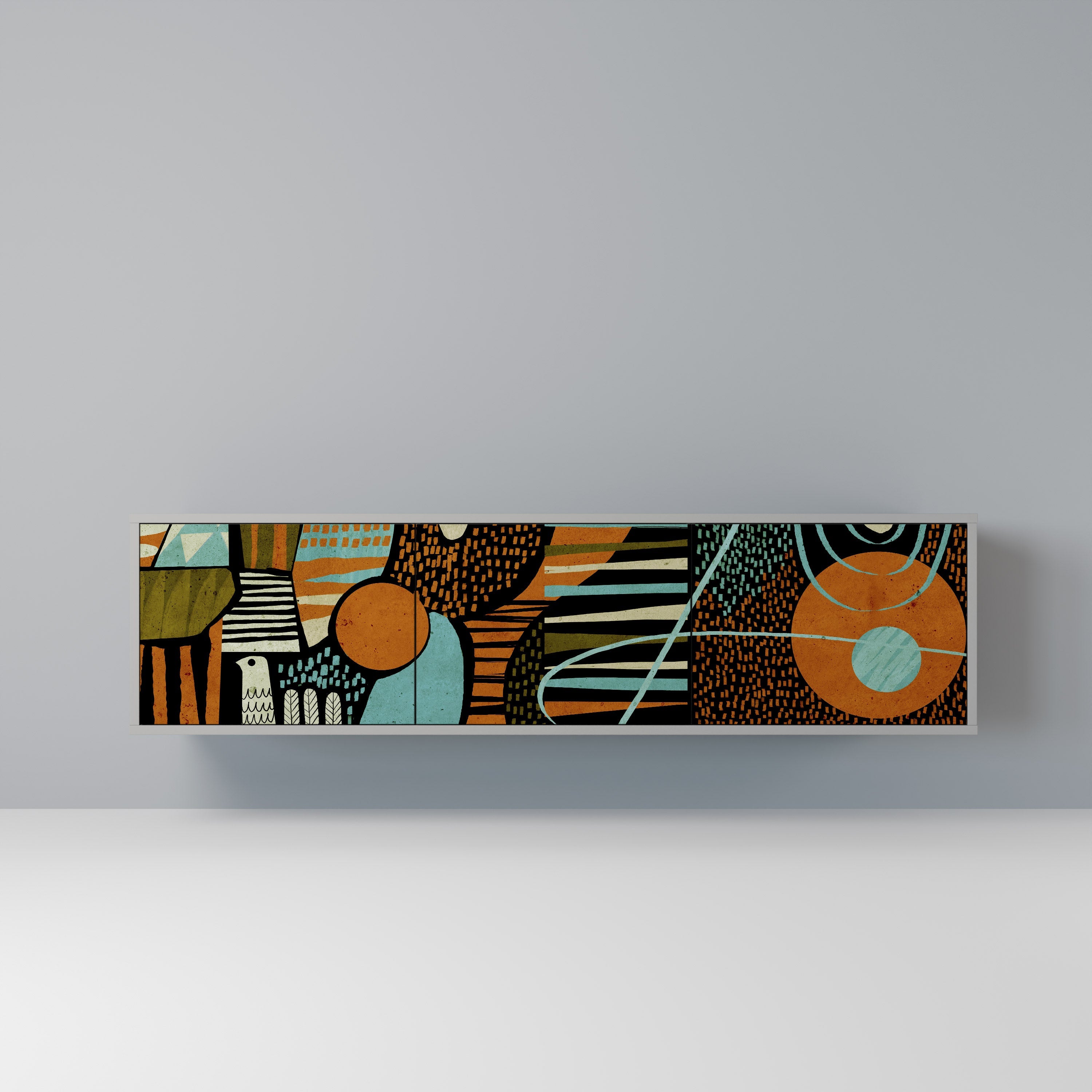 GEODE GLIMMER Móvel de TV com 3 Portas em Acabamento Cinzento