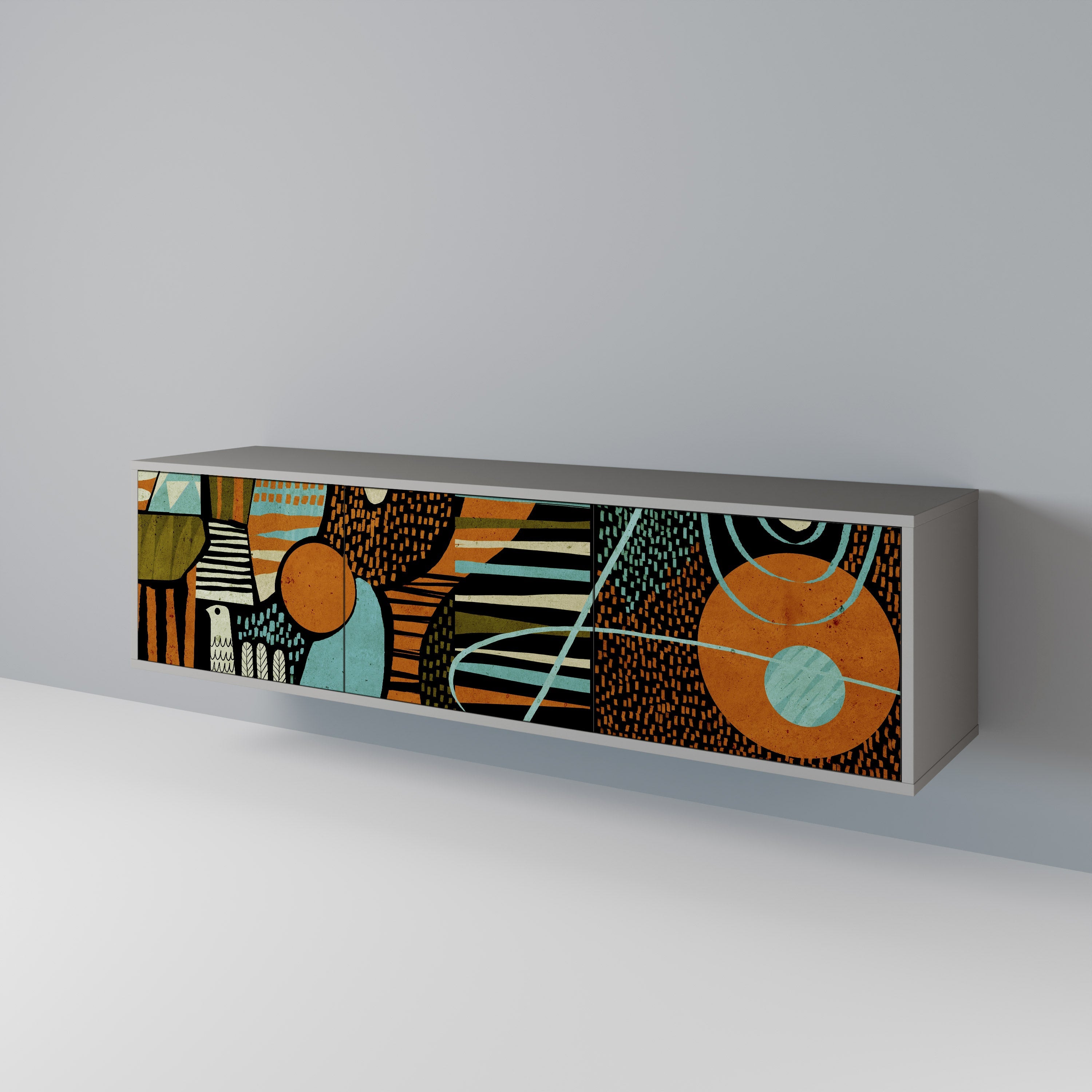 GEODE GLIMMER Móvel de TV com 3 Portas em Acabamento Cinzento