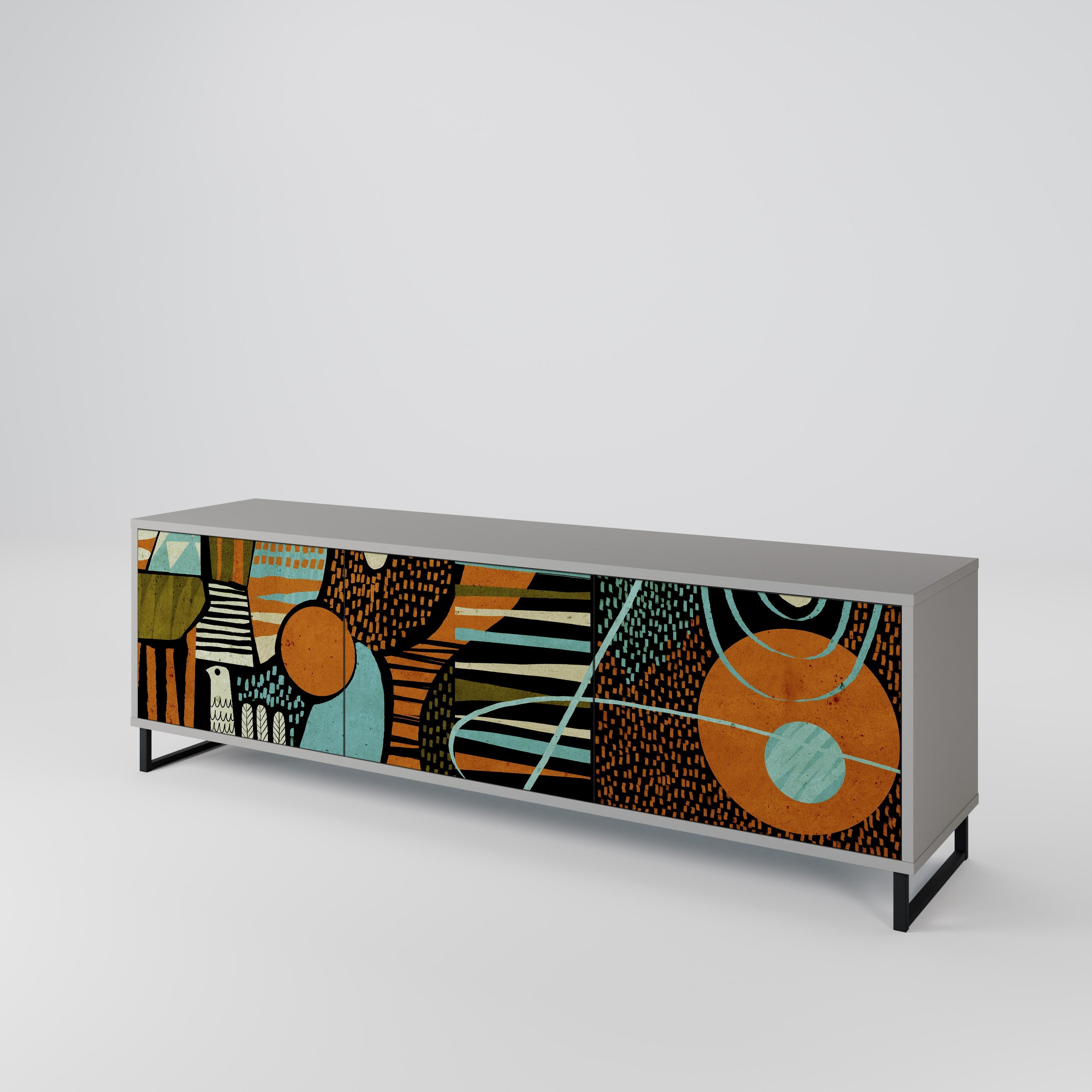 GEODE GLIMMER Móvel de TV com 3 Portas em Acabamento Cinzento