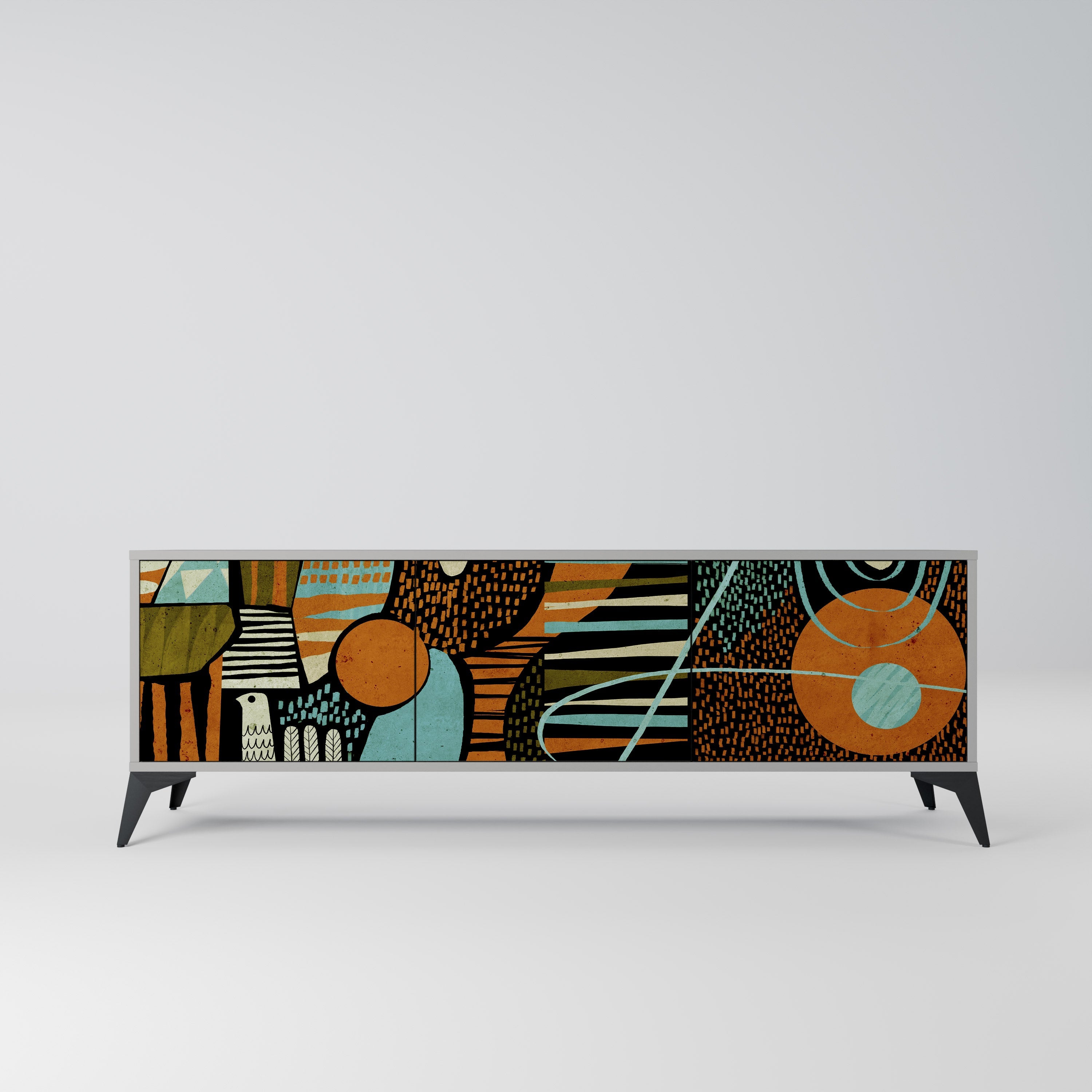 GEODE GLIMMER Móvel de TV com 3 Portas em Acabamento Cinzento