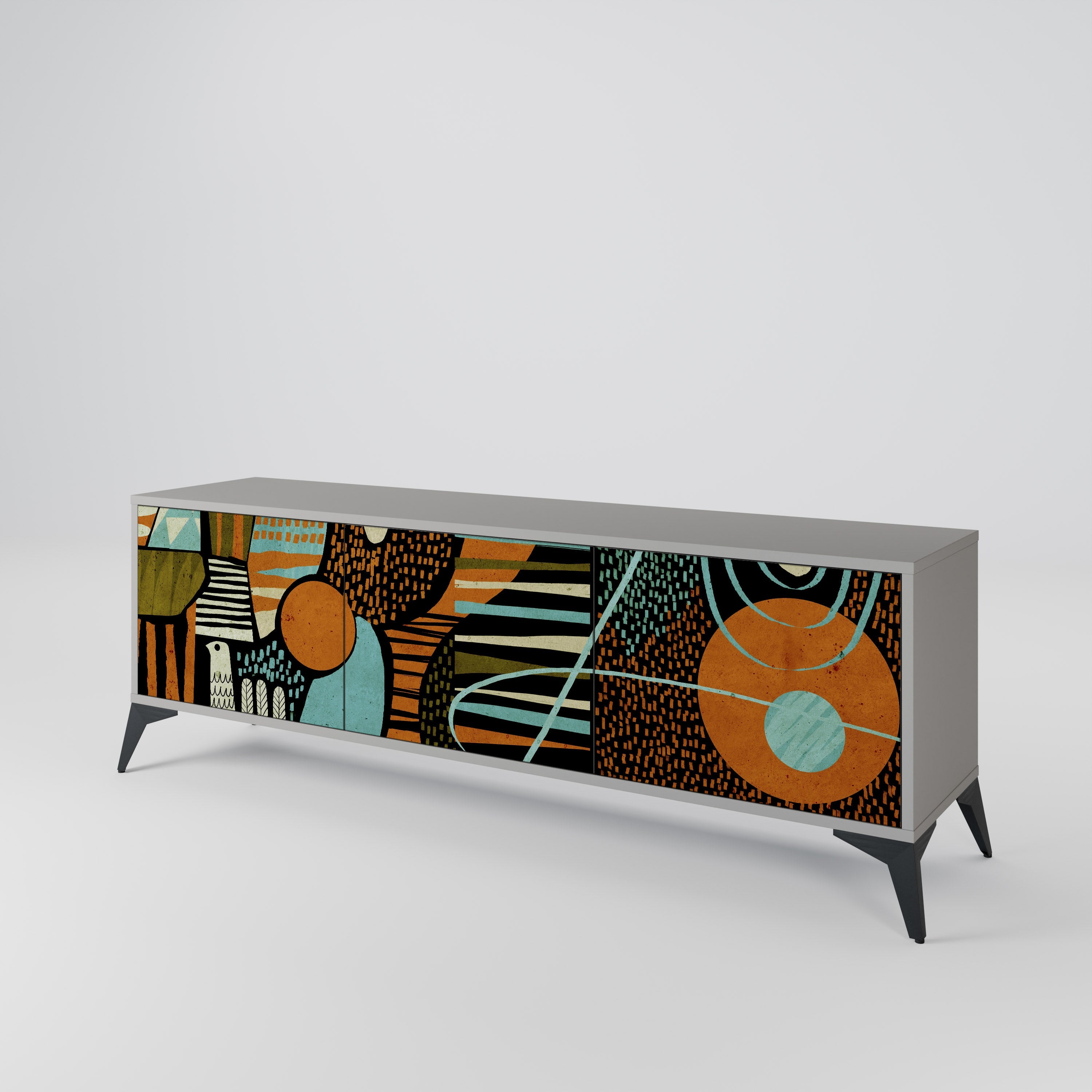 GEODE GLIMMER Móvel de TV com 3 Portas em Acabamento Cinzento