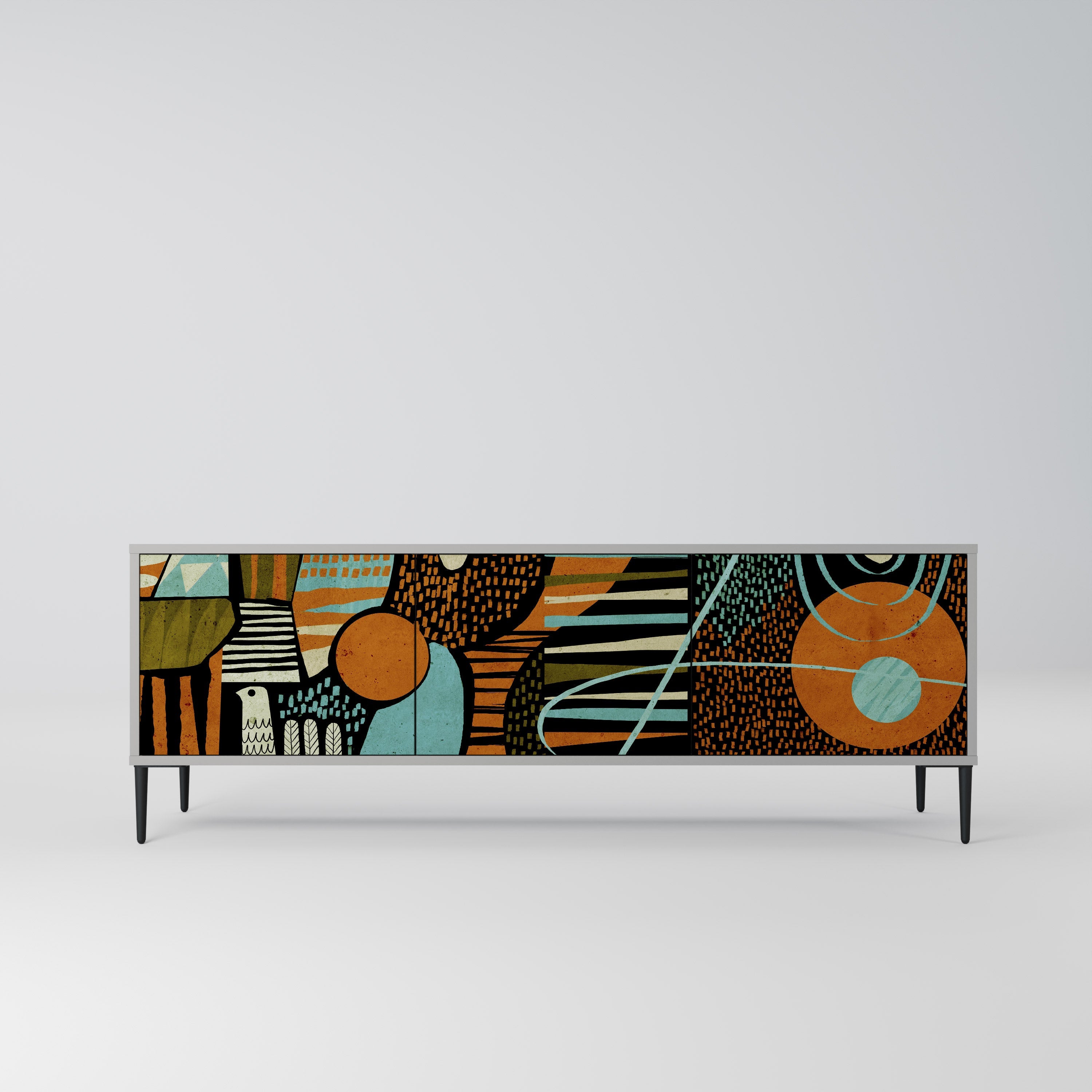 GEODE GLIMMER Móvel de TV com 3 Portas em Acabamento Cinzento